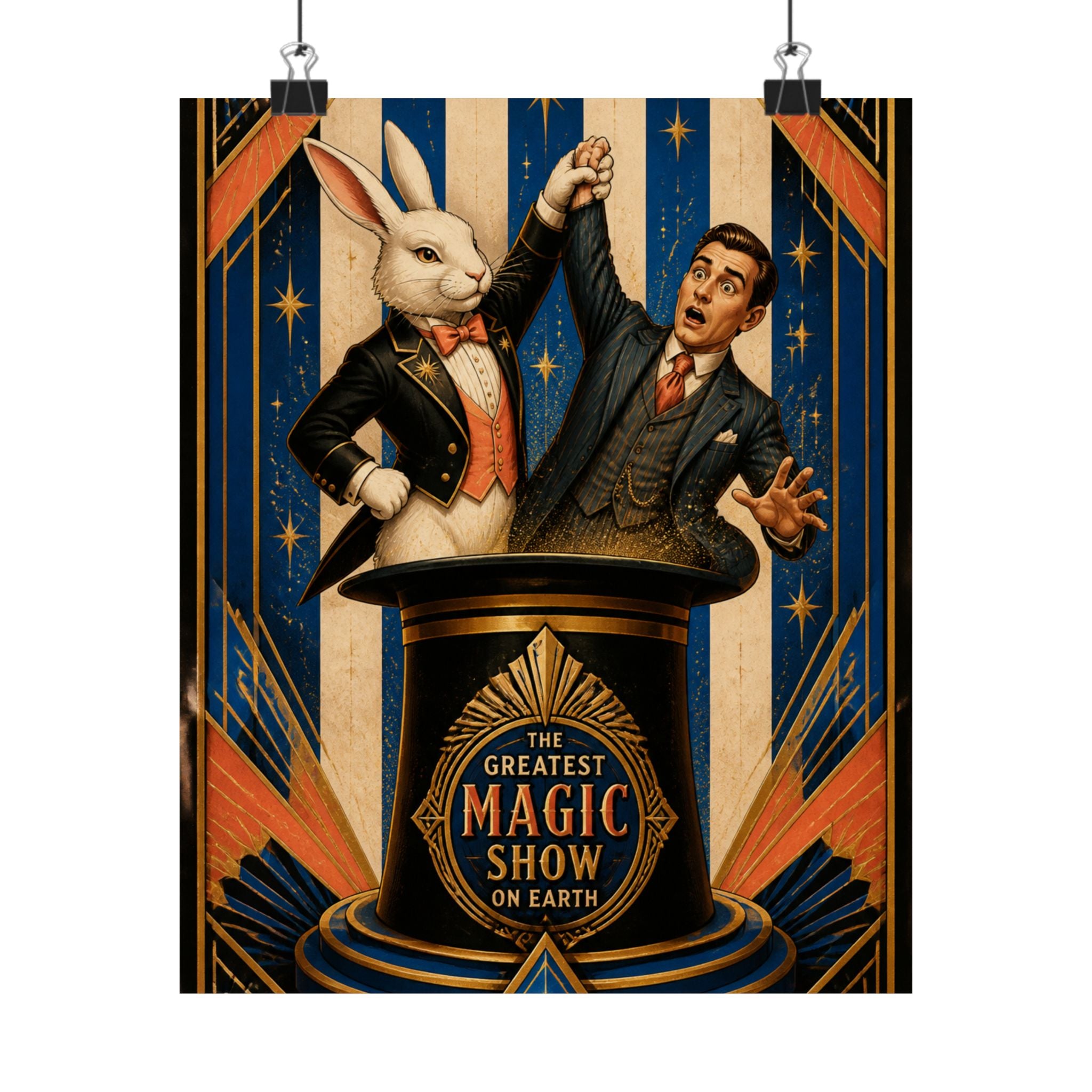 Magic Hat Rabbit Wall Art Poster 18×24 Art Deco Entryway Decor Maximalist Print