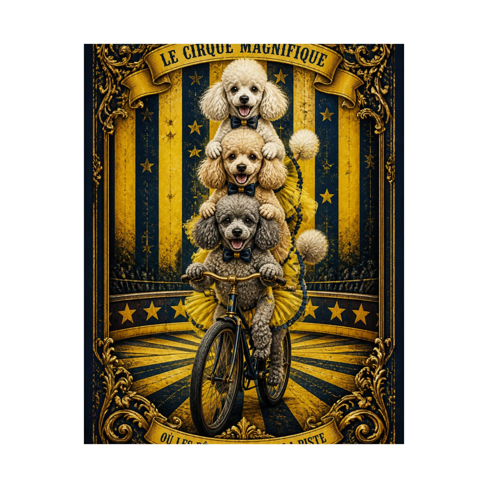 Poodle Stack Bicycle Wall Art Poster 18×24 Baroque Home Office Decor Maximalist Print