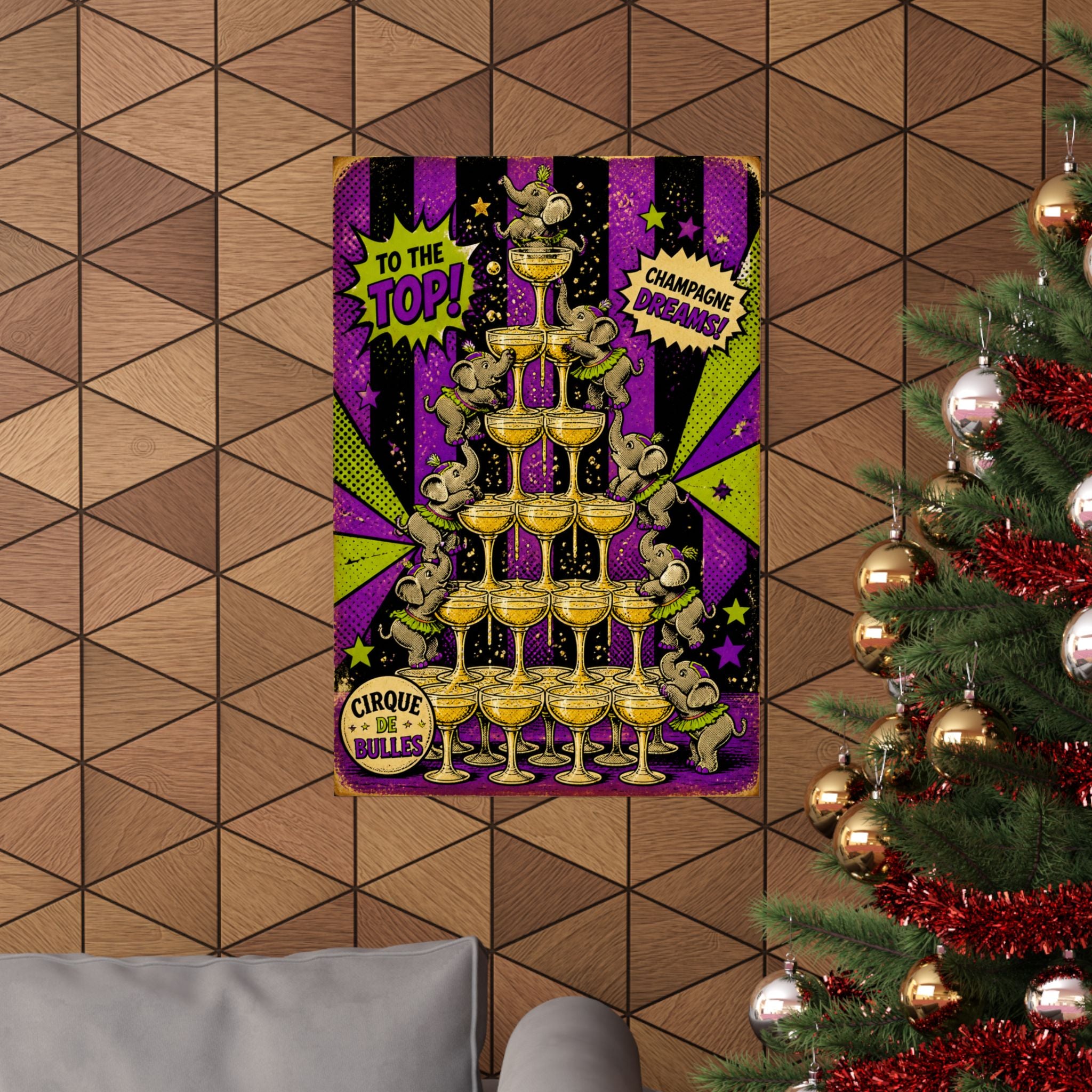 Champagne Tower Elephants Wall Art Poster 18×24 Pop Art Living Room Decor Maximalist Print