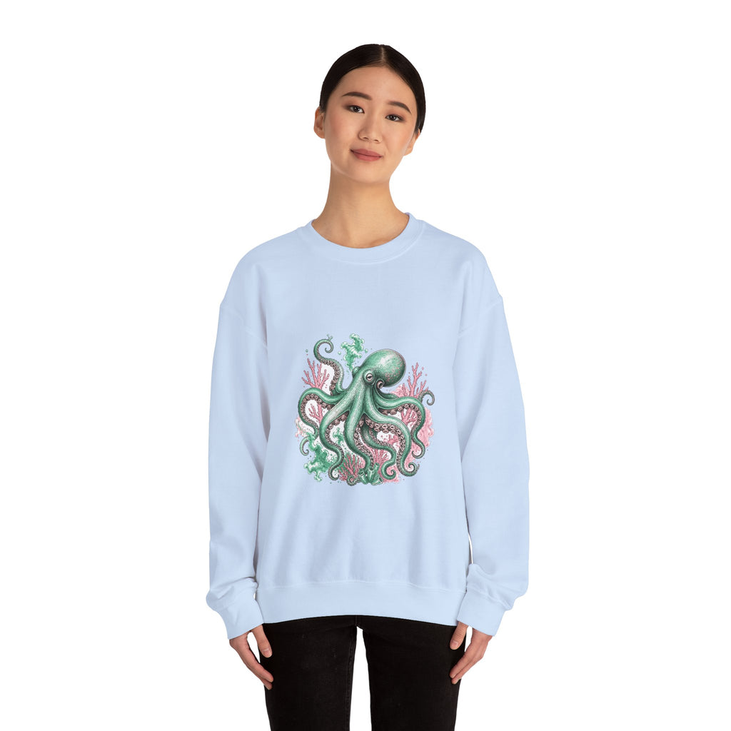 Matching Couple Sweatshirt - Octopus & Jellyfish Matching Couple Premium Fleece Sweatshirt Hand-Drawn Art His Hers Anniversary Gift - Design A