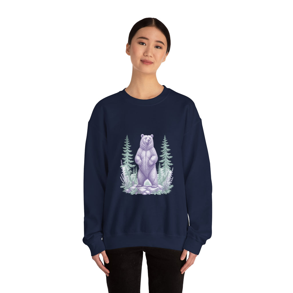 Matching Couple Sweatshirt - Bear & Deer Matching Couple Premium Fleece Sweatshirt Vintage Art His Hers Honeymoon Gift - Design A