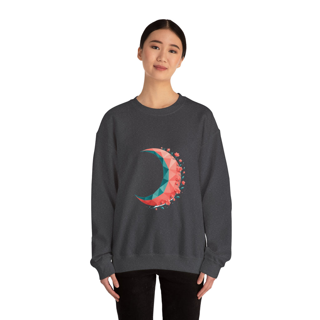 Matching Couple Sweatshirt - Waxing & Waning Moon Matching Couple Crewneck Sweatshirt Geometric Art His Hers Couple Gift - Design A