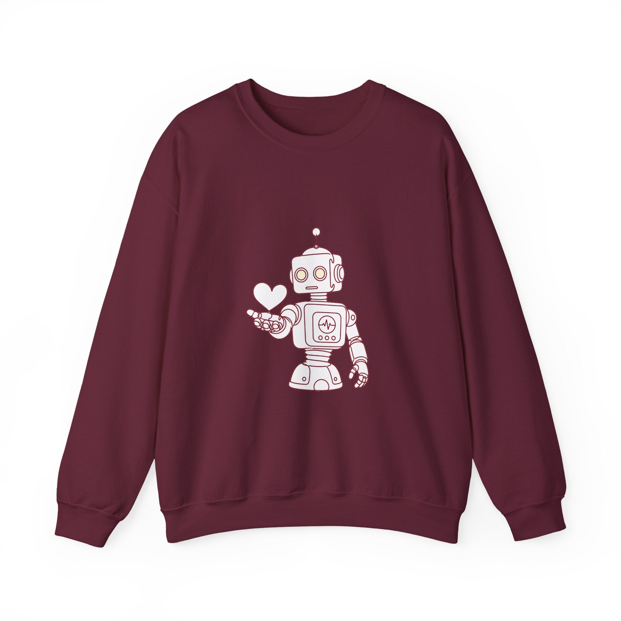 Matching Couple Sweatshirt - Robot & Heart Matching Couple Comfort Colors Crew Minimalist Art His Hers Christmas Gift - Design A