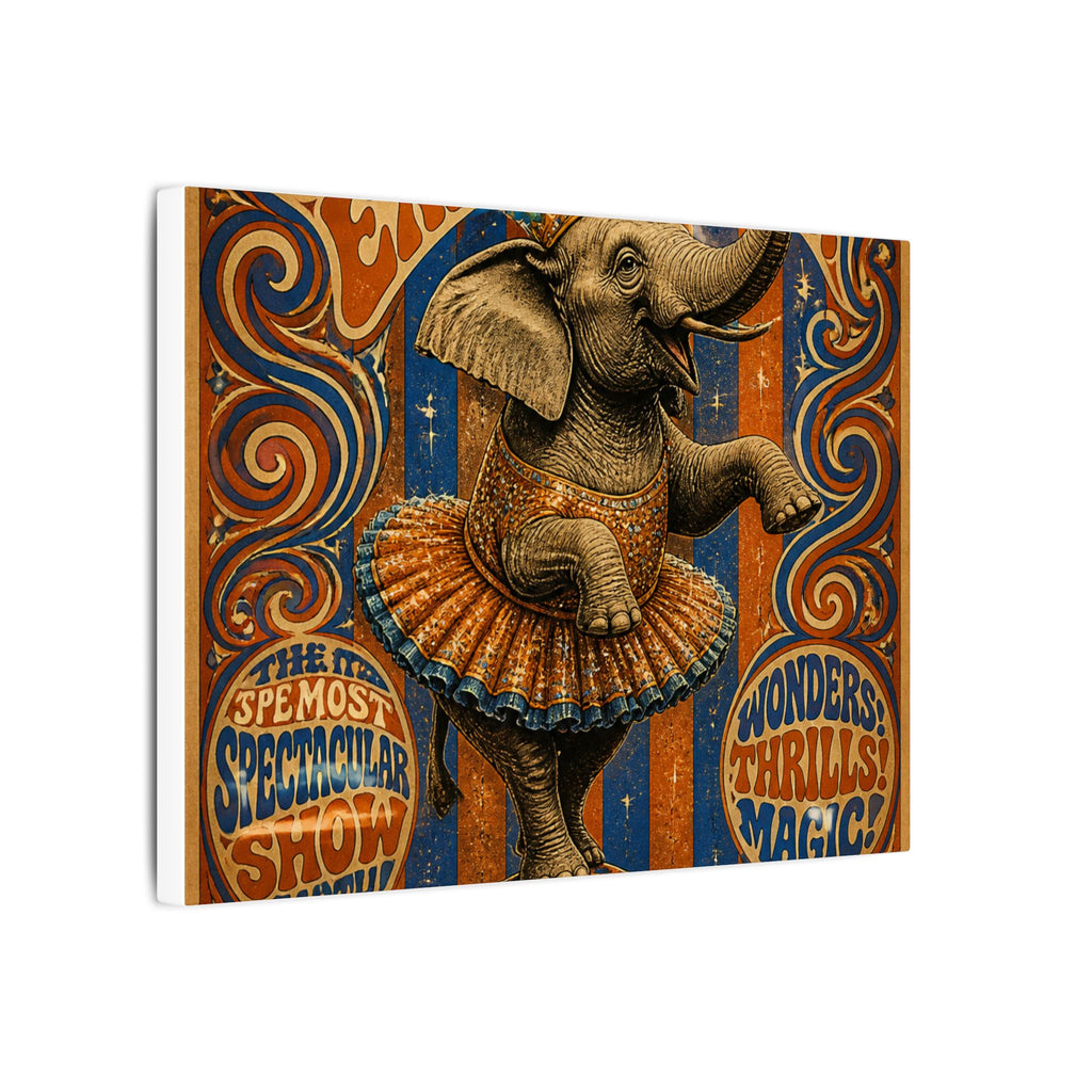 Elephant on Ball Wall Art Canvas 16×20 Psychedelic Cafe Decor Maximalist Print