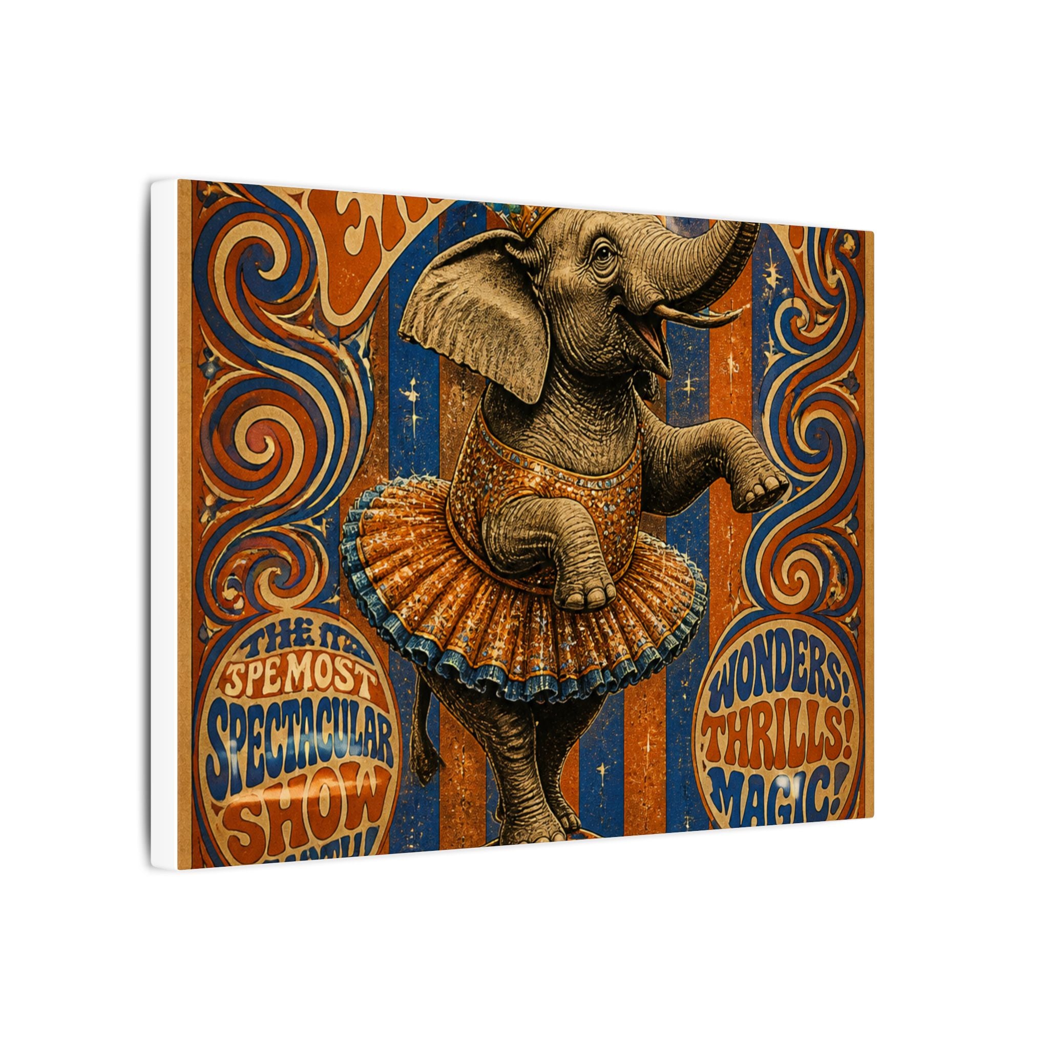Elephant on Ball Wall Art Canvas 16×20 Psychedelic Cafe Decor Maximalist Print