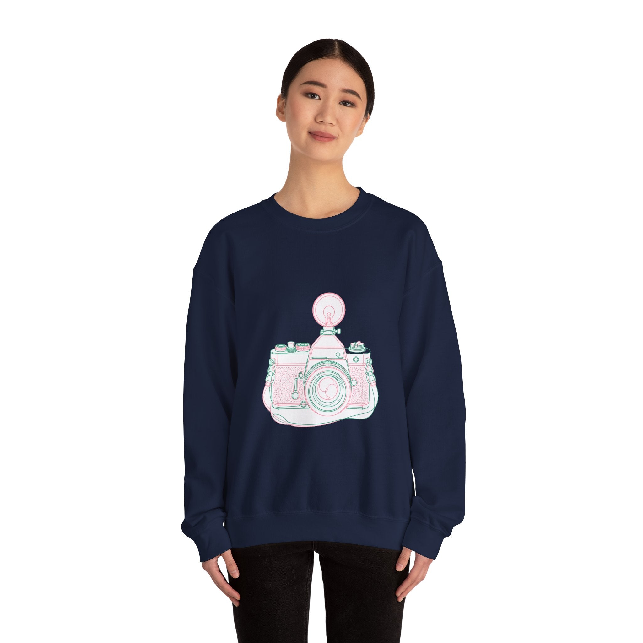 Matching Couple Sweatshirt - Camera & Film Matching Couple Crewneck Sweatshirt Minimalist Art His Hers Valentine Gift - Design A