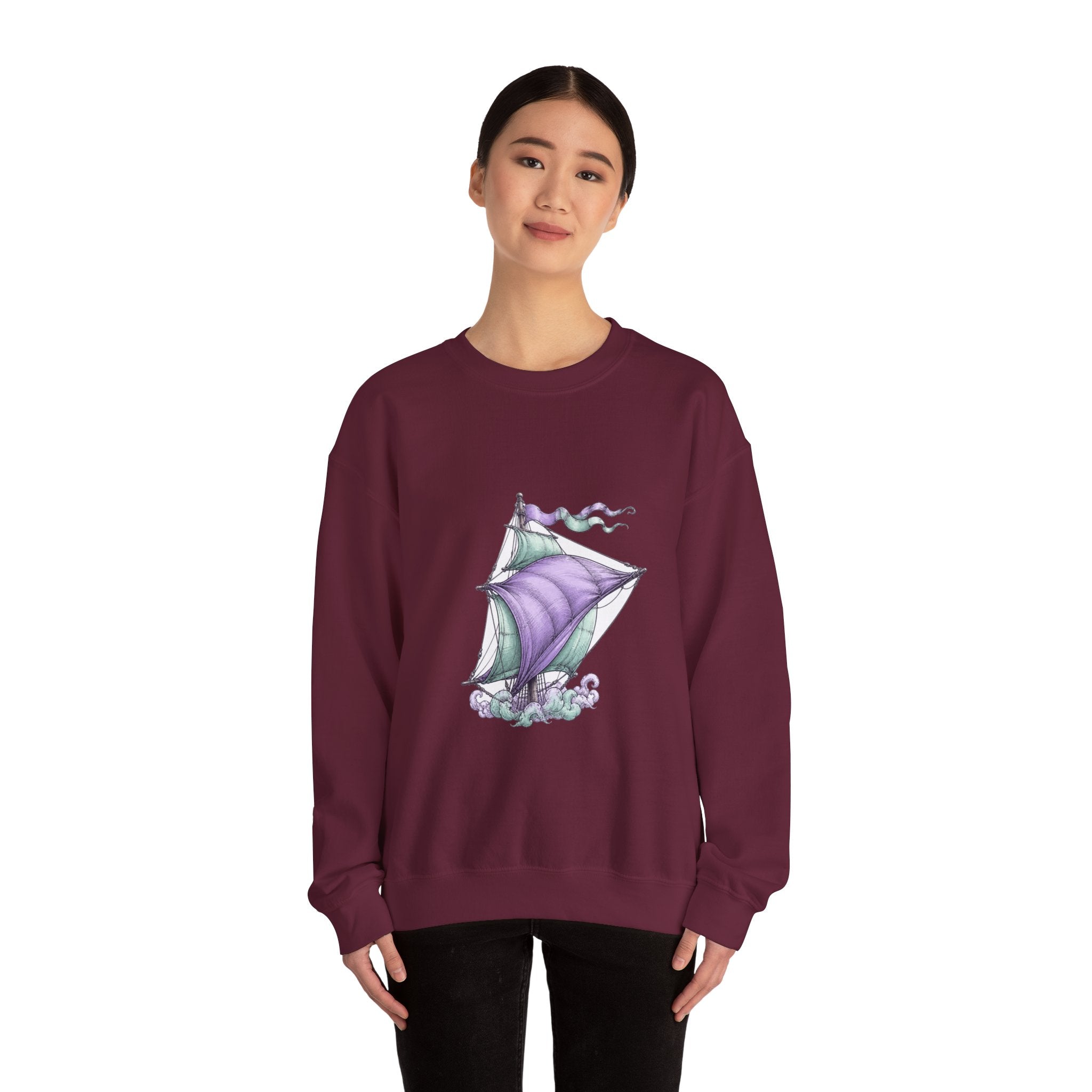 Matching Couple Sweatshirt - Anchor & Sail Matching Couple Premium Fleece Sweatshirt Hand-Drawn Art His Hers Anniversary Gift - Design B
