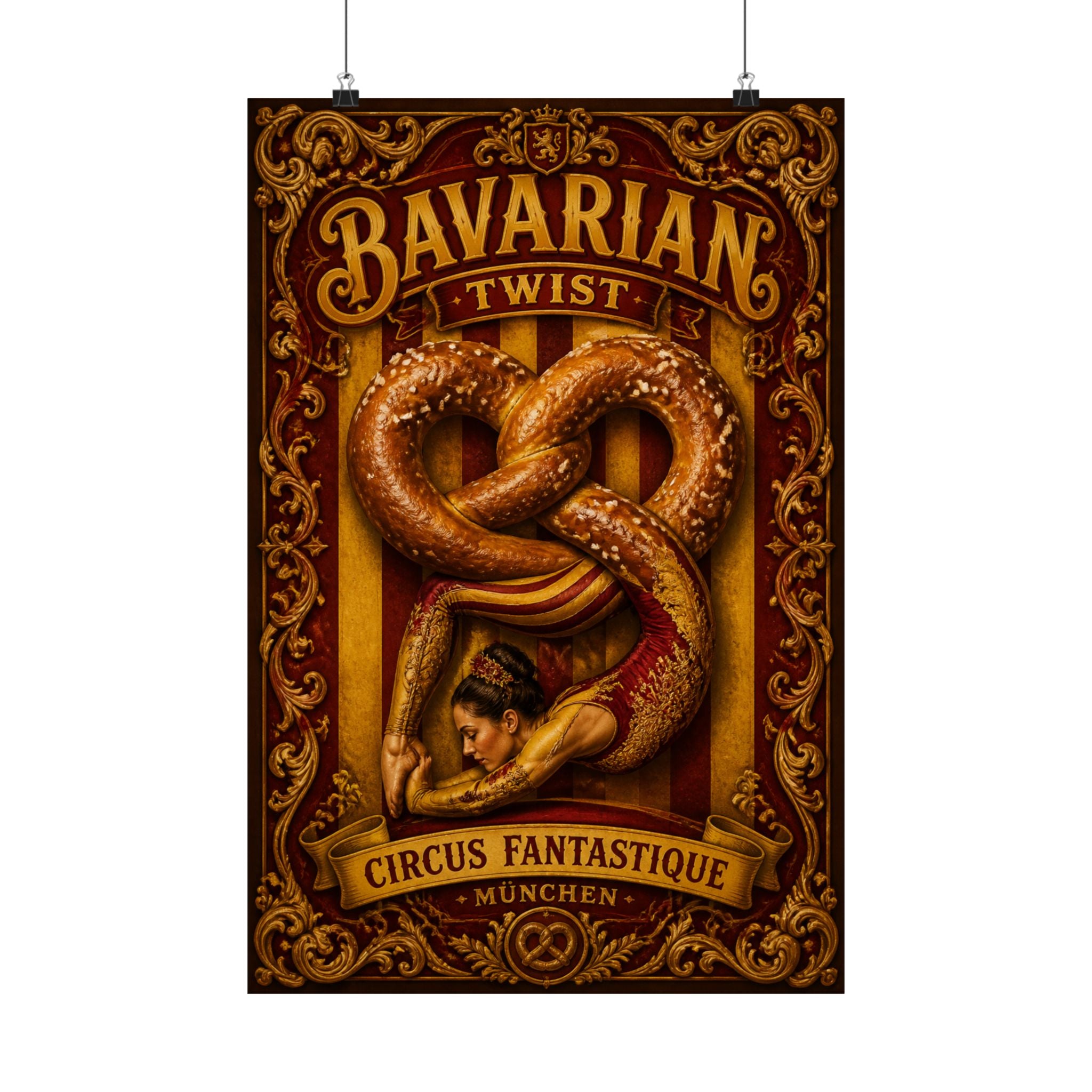 Pretzel Contortionist Wall Art Poster 18×24 Baroque Home Office Decor Maximalist Print