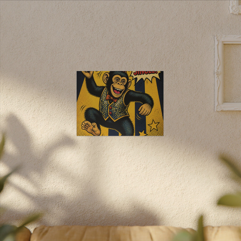 Dancing Monkey Wall Art Canvas 24×36 Pop Art Restaurant Decor Maximalist Print