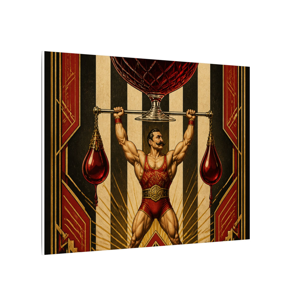 Wine Glass Strongman Wall Art Canvas 16×20 Art Deco Entryway Decor Maximalist Print