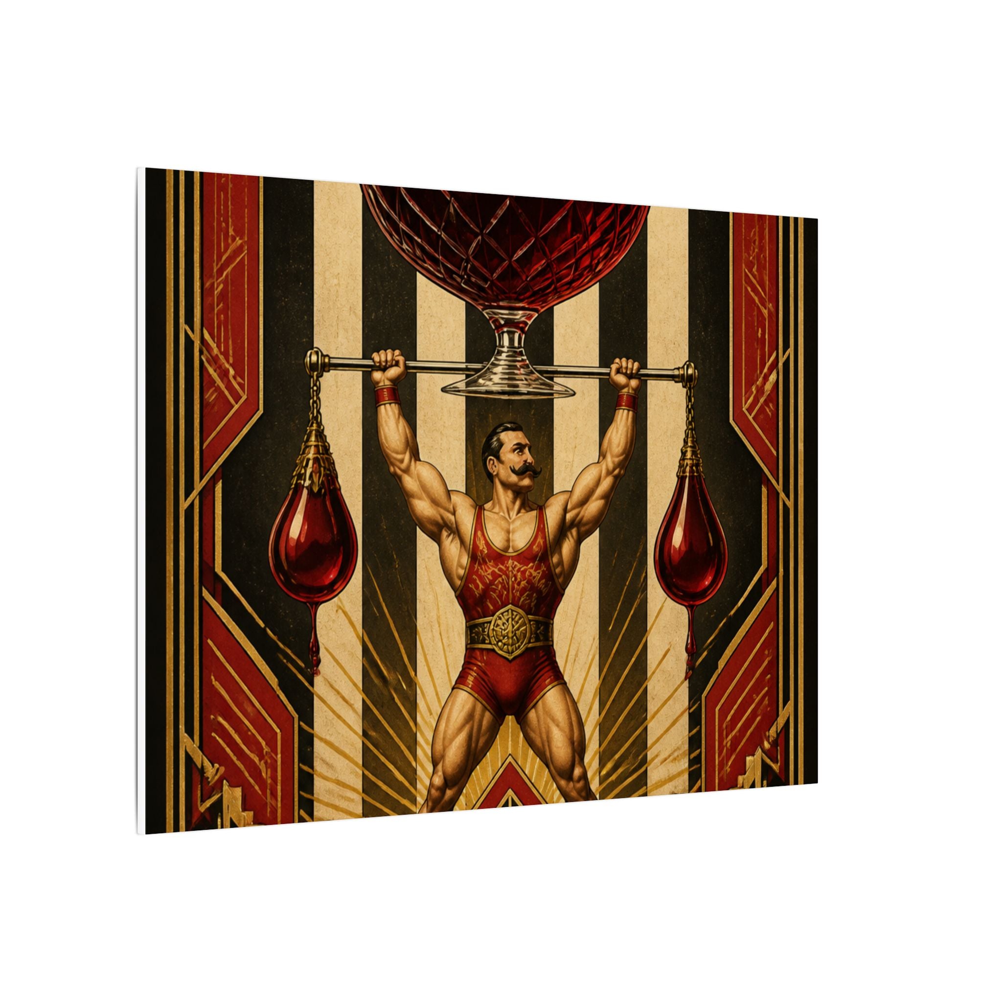 Wine Glass Strongman Wall Art Canvas 16×20 Art Deco Entryway Decor Maximalist Print