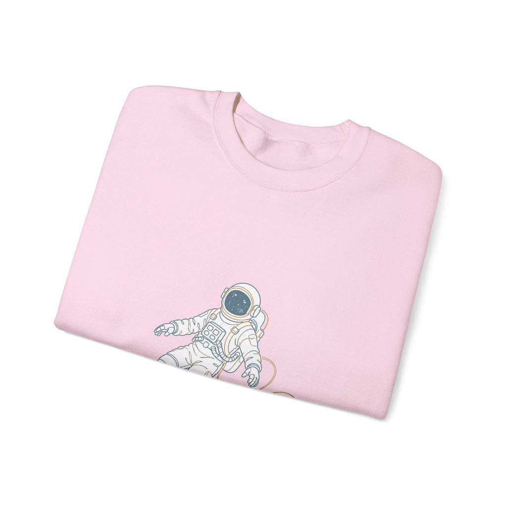 Matching Couple Sweatshirt - Astronaut & Planet Matching Couple Crewneck Sweatshirt Minimalist Art His Hers Valentine Gift - Design A