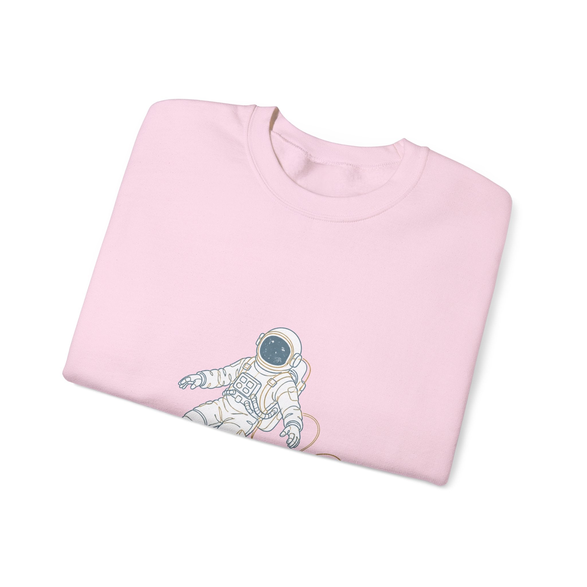 Matching Couple Sweatshirt - Astronaut & Planet Matching Couple Crewneck Sweatshirt Minimalist Art His Hers Valentine Gift - Design A