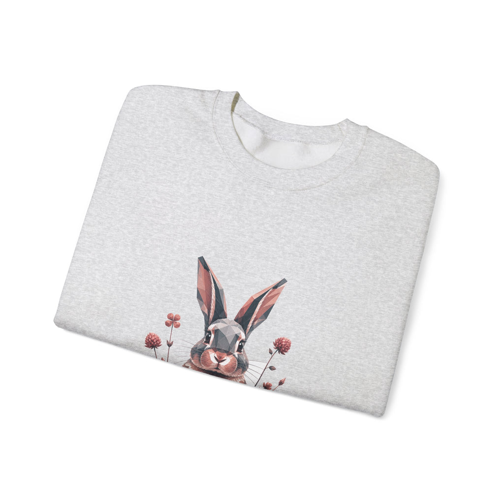Matching Couple Sweatshirt - Fox & Rabbit Matching Couple Crewneck Sweatshirt Geometric Art His Hers Couple Gift - Design B