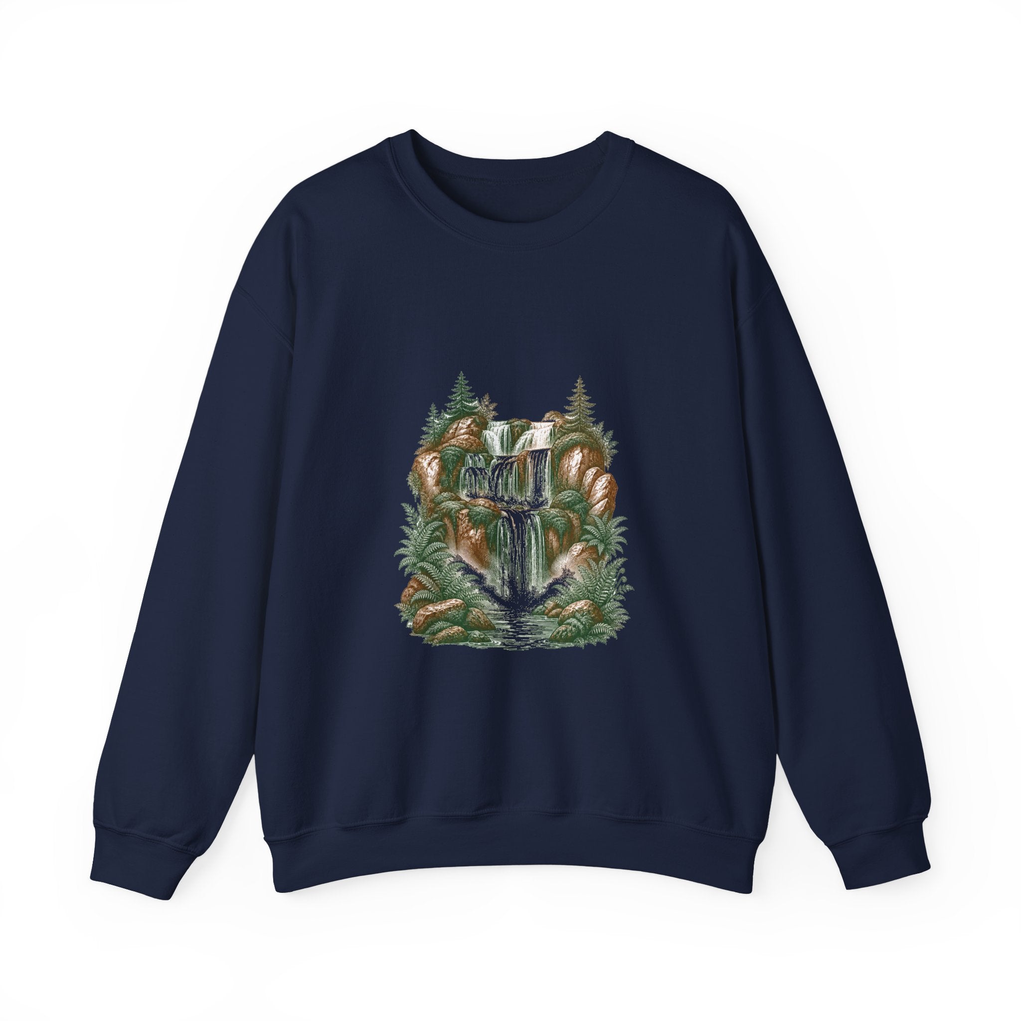 Matching Couple Sweatshirt - Wildfire & Waterfall Matching Couple Comfort Colors Crew Vintage Art His Hers Honeymoon Gift - Design B