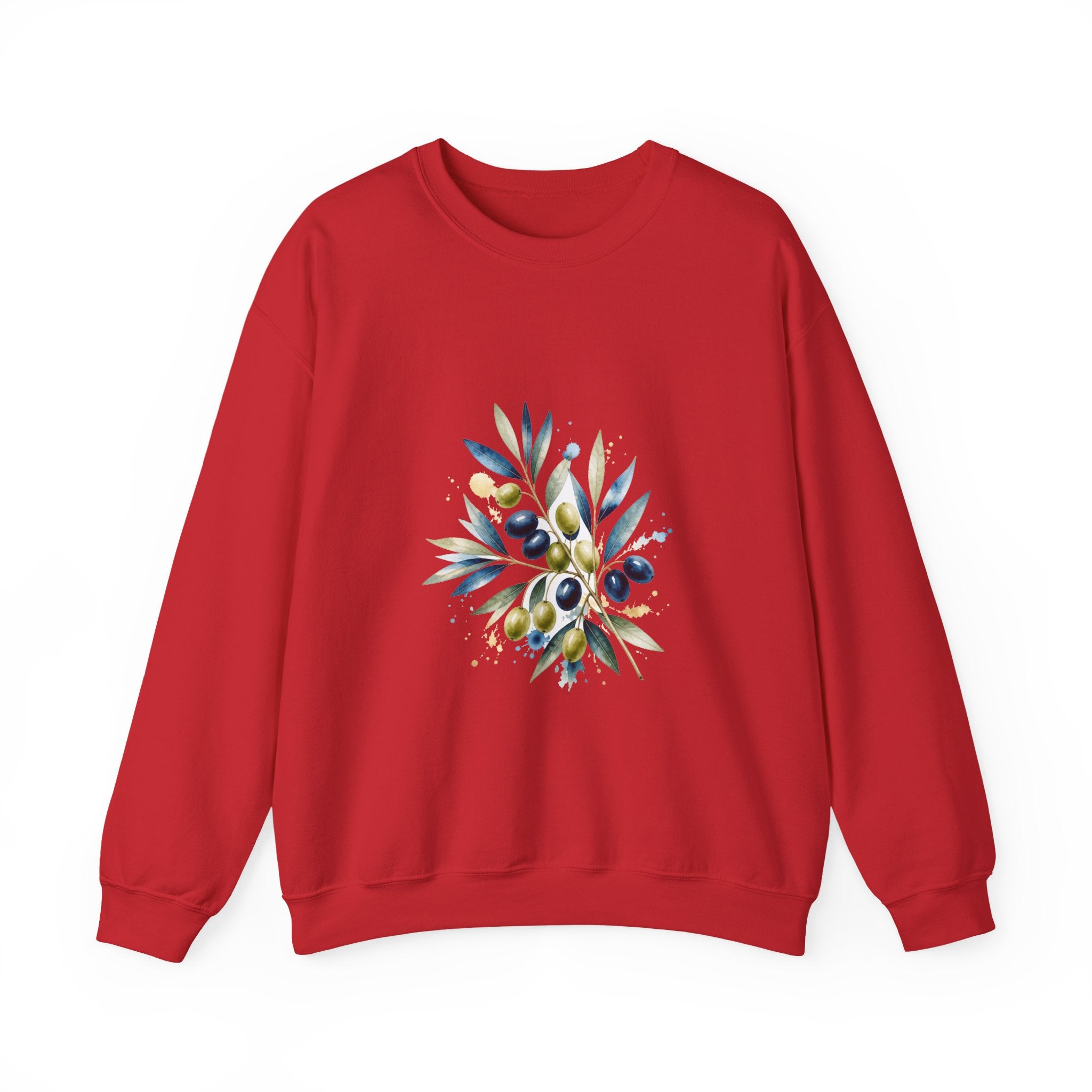 Matching Couple Sweatshirt - Olive Branch & Fig Matching Couple Comfort Colors Crew Watercolor Art His Hers Birthday Gift - Design A