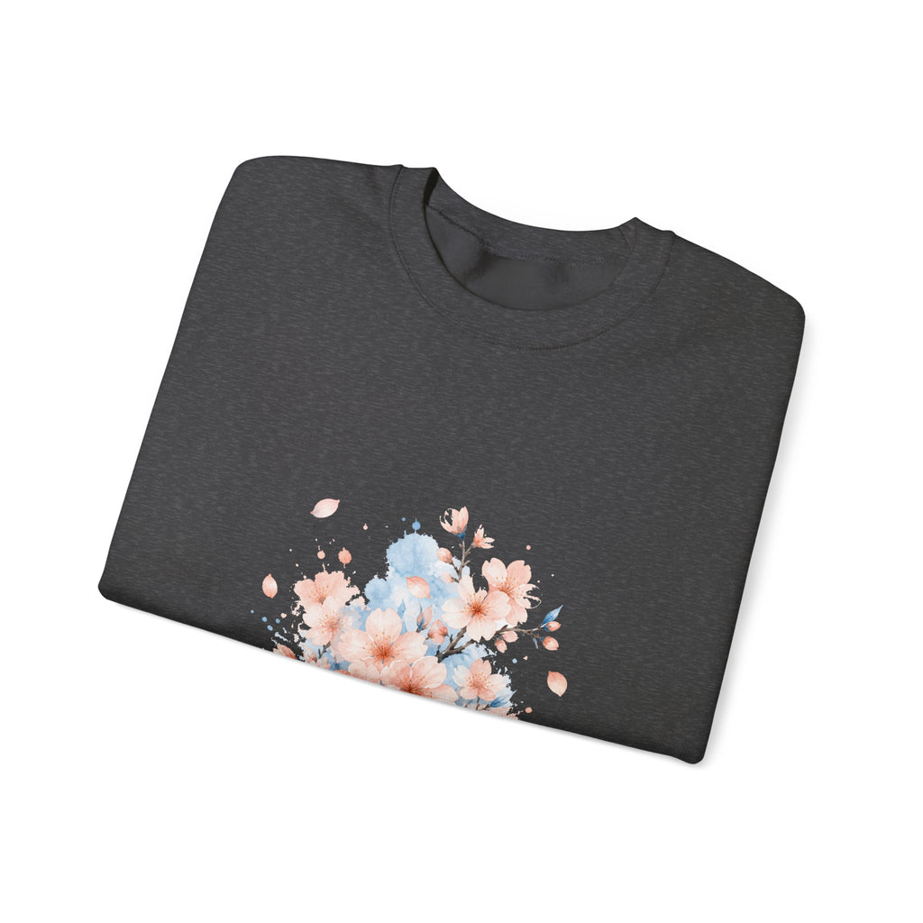 Matching Couple Sweatshirt - Cherry Blossom & Maple Leaf Matching Couple Premium Fleece Sweatshirt Watercolor Art His Hers Birthday Gift - Design A