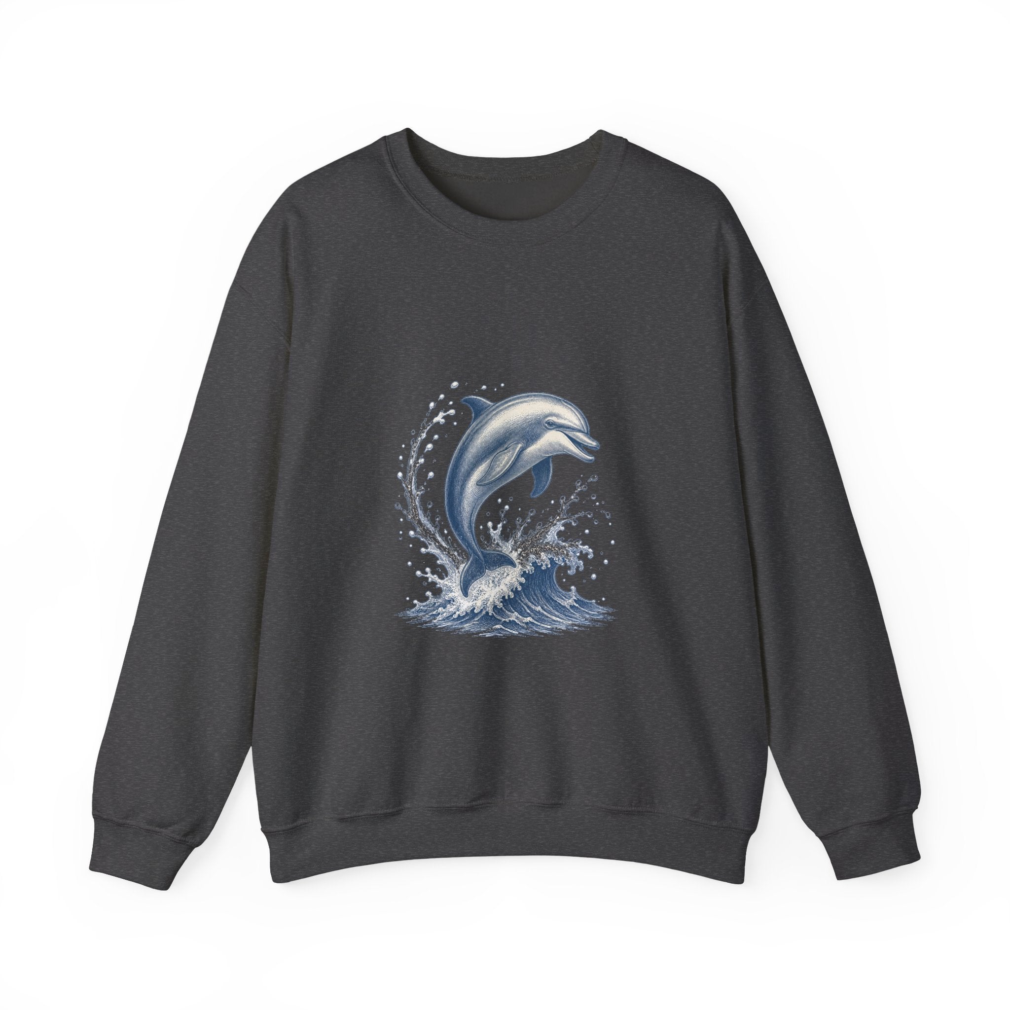 Matching Couple Sweatshirt - Shark & Dolphin Matching Couple Premium Fleece Sweatshirt Vintage Art His Hers Honeymoon Gift - Design B