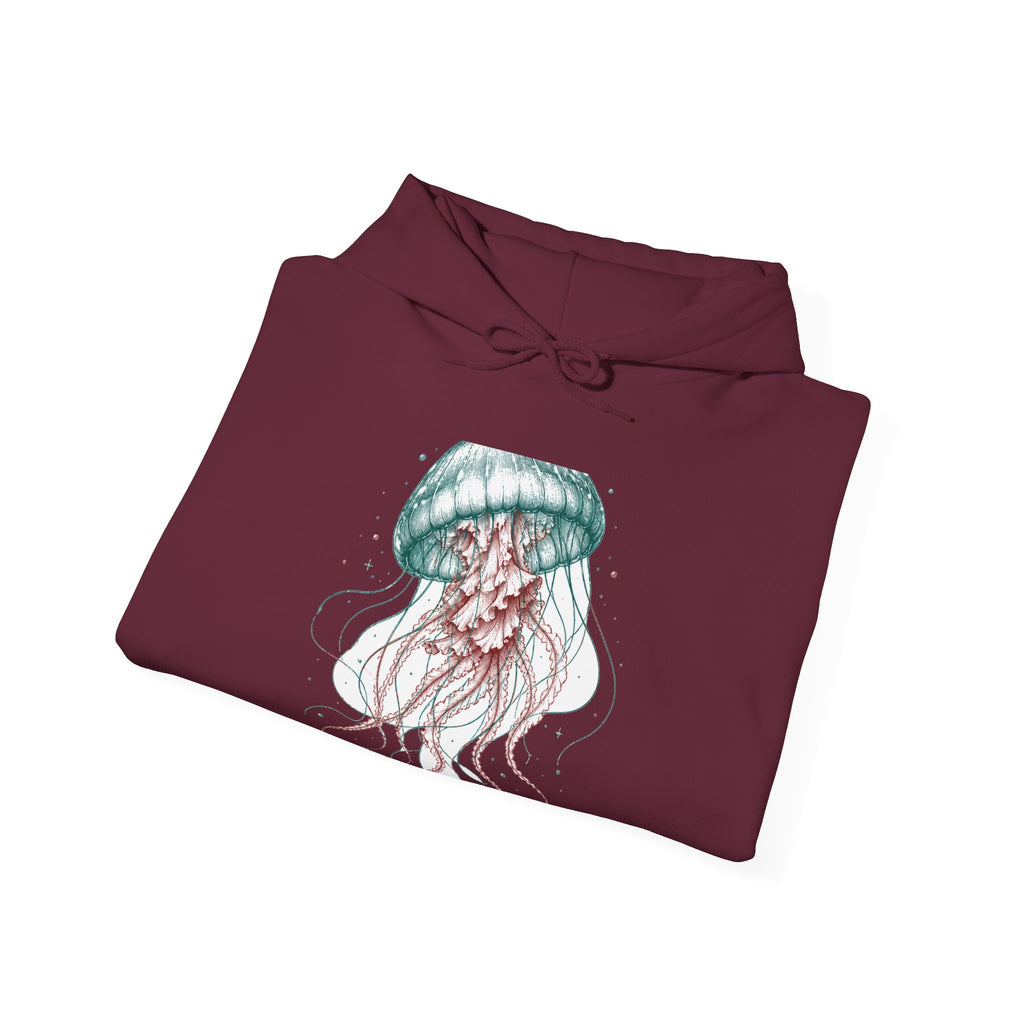 Matching Couple Sweatshirt - Octopus & Jellyfish Matching Couple Hooded Sweatshirt Hand-Drawn Art His Hers Best Friend Gift - Design B