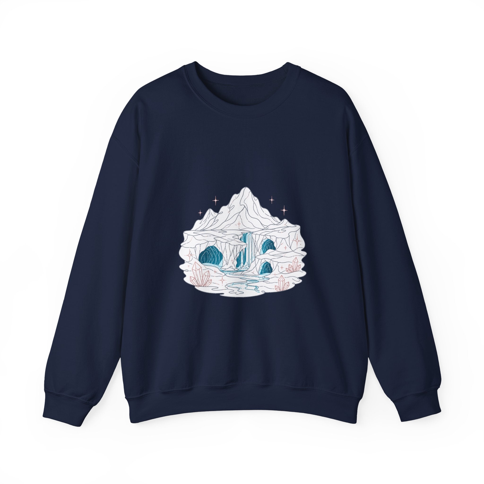 Matching Couple Sweatshirt - Volcano & Glacier Matching Couple Premium Fleece Sweatshirt Minimalist Art His Hers Christmas Gift - Design B