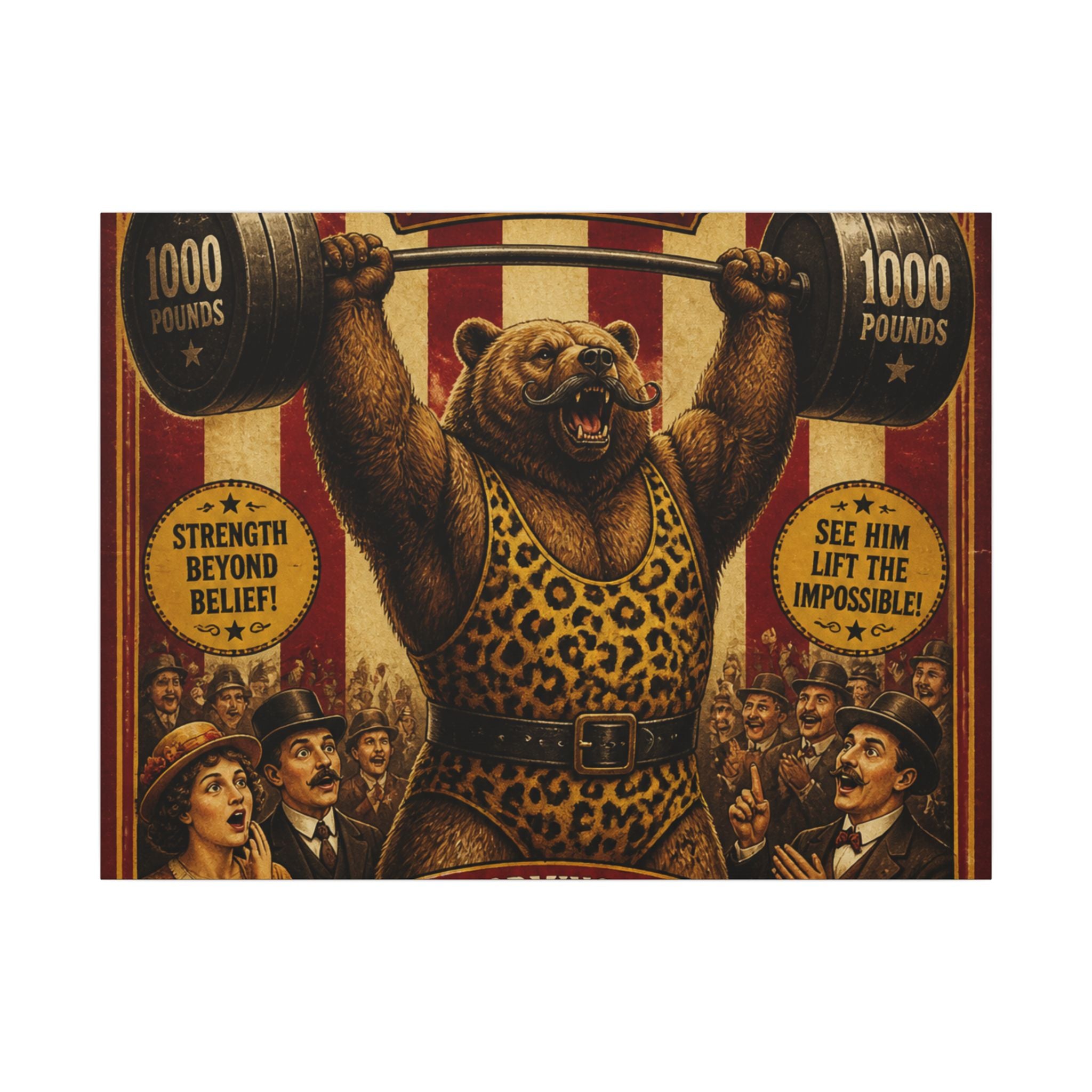 Strongman Bear Wall Art Canvas 16×20 Vintage Circus Kitchen Decor Maximalist Print