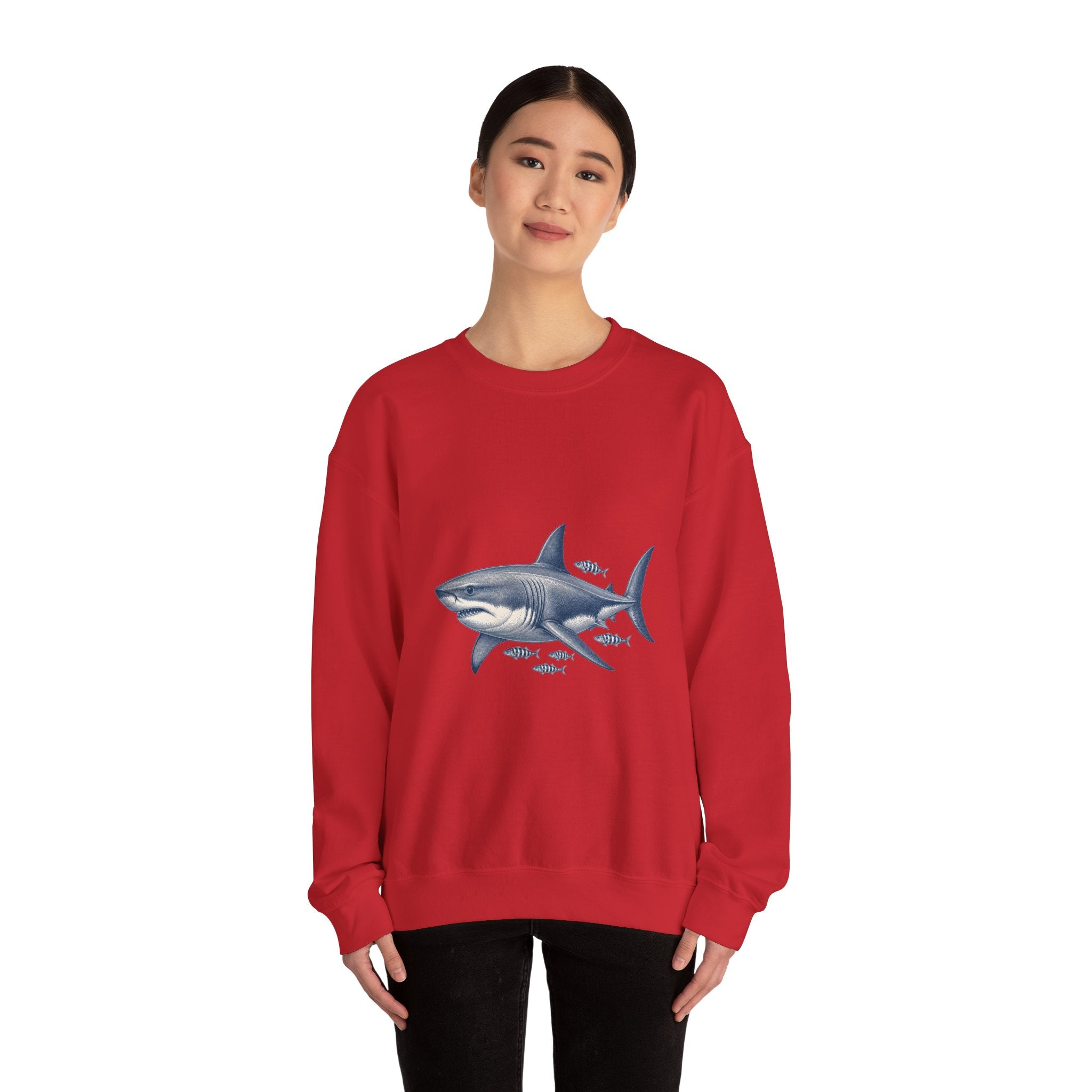 Matching Couple Sweatshirt - Shark & Dolphin Matching Couple Premium Fleece Sweatshirt Vintage Art His Hers Honeymoon Gift - Design A