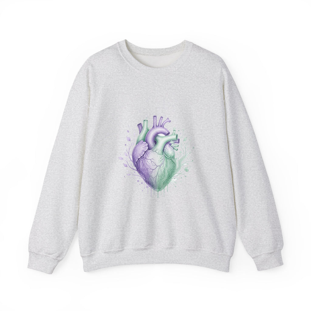 Matching Couple Sweatshirt - Robot & Heart Matching Couple Premium Fleece Sweatshirt Watercolor Art His Hers Birthday Gift - Design B