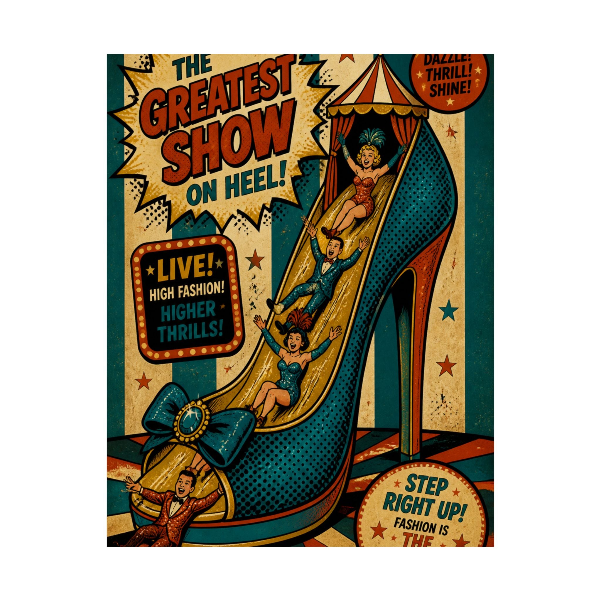 High Heel Slide Wall Art Poster 18×24 Pop Art Living Room Decor Maximalist Print