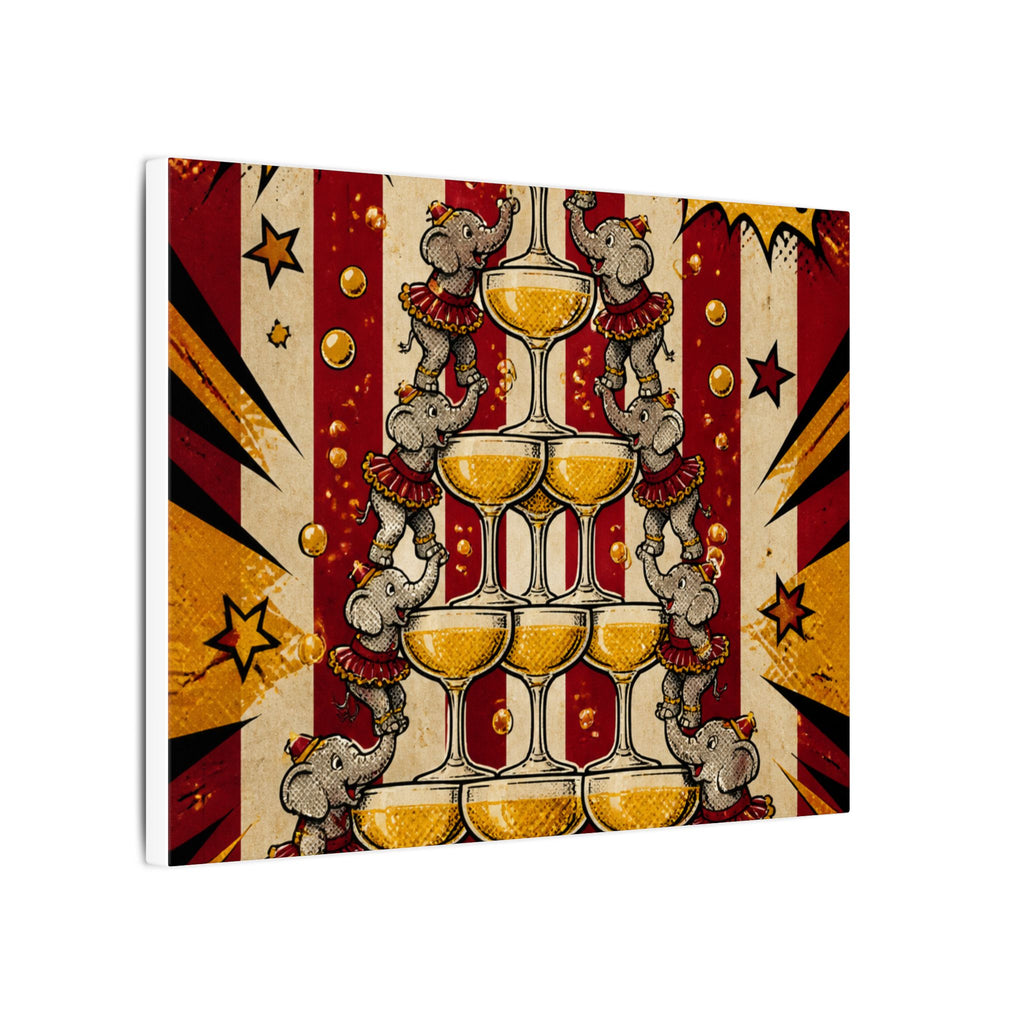 Champagne Tower Elephants Wall Art Canvas 24×36 Pop Art Restaurant Decor Maximalist Print