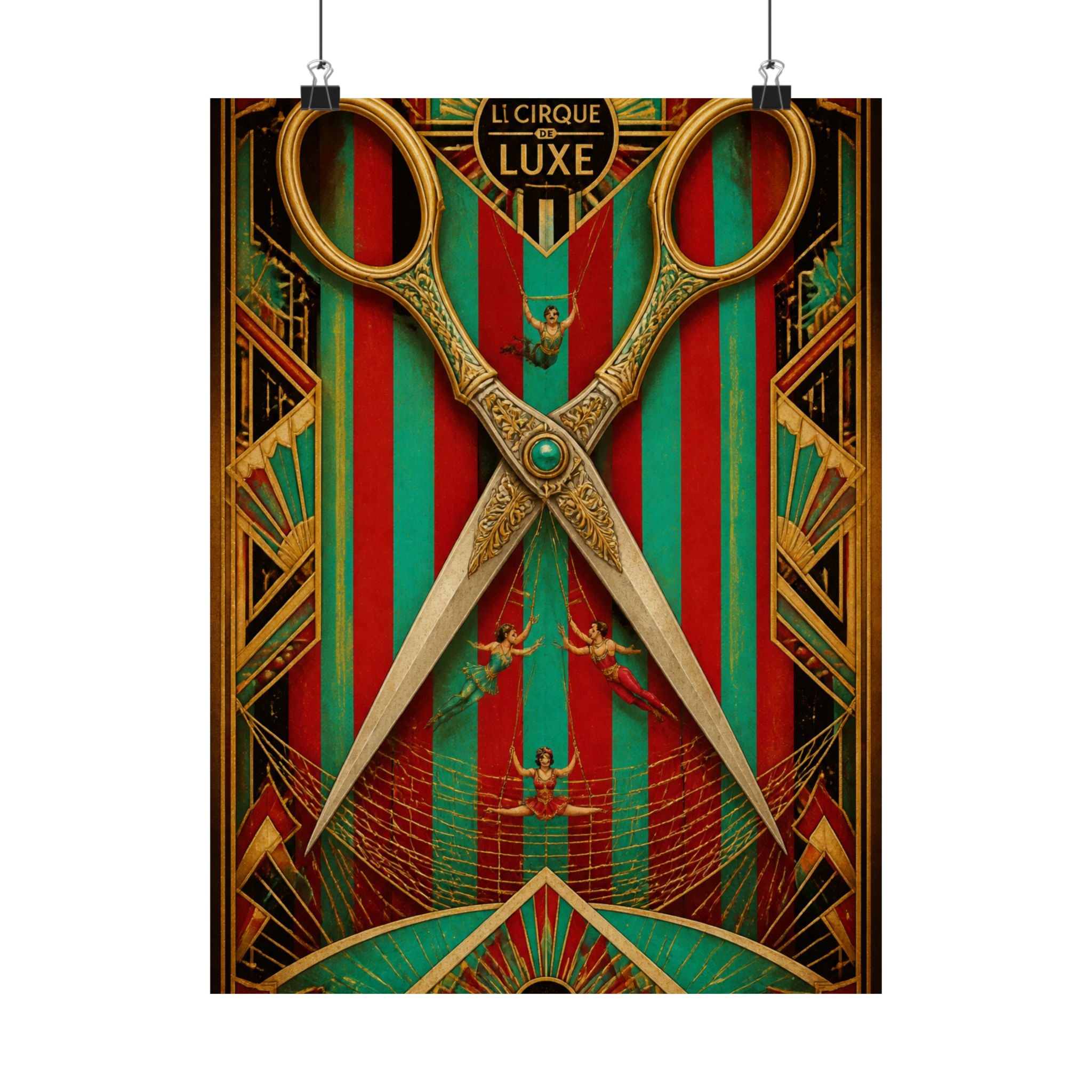 Giant Scissors Trapeze Wall Art Poster 24×36 Art Deco Bar Area Decor Maximalist Print