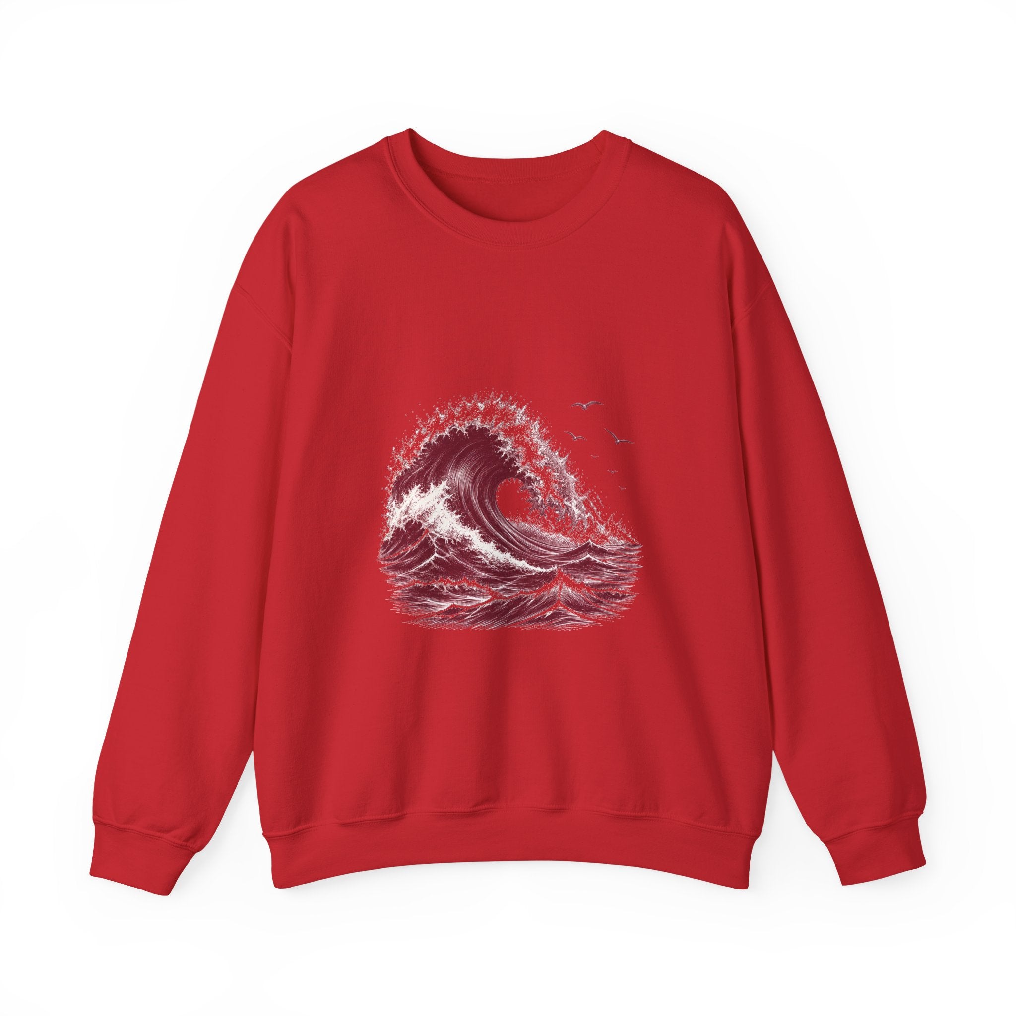 Matching Couple Sweatshirt - Mountain & Ocean Matching Couple Crewneck Sweatshirt Hand-Drawn Art His Hers Best Friend Gift - Design B