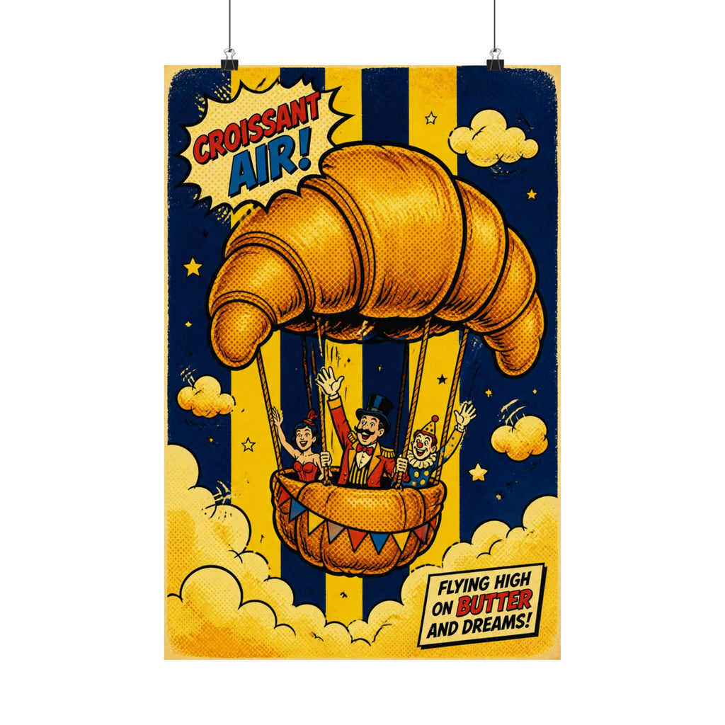 Croissant Hot Air Balloon Wall Art Poster 18×24 Pop Art Living Room Decor Maximalist Print