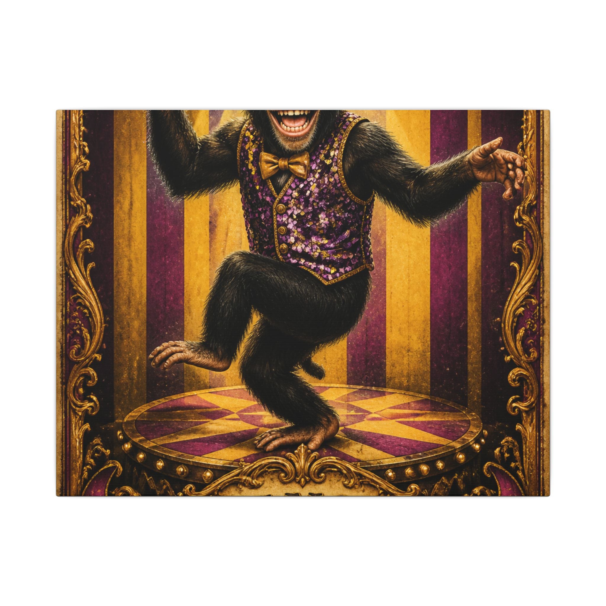 Dancing Monkey Wall Art Canvas 24×36 Baroque Studio Decor Maximalist Print