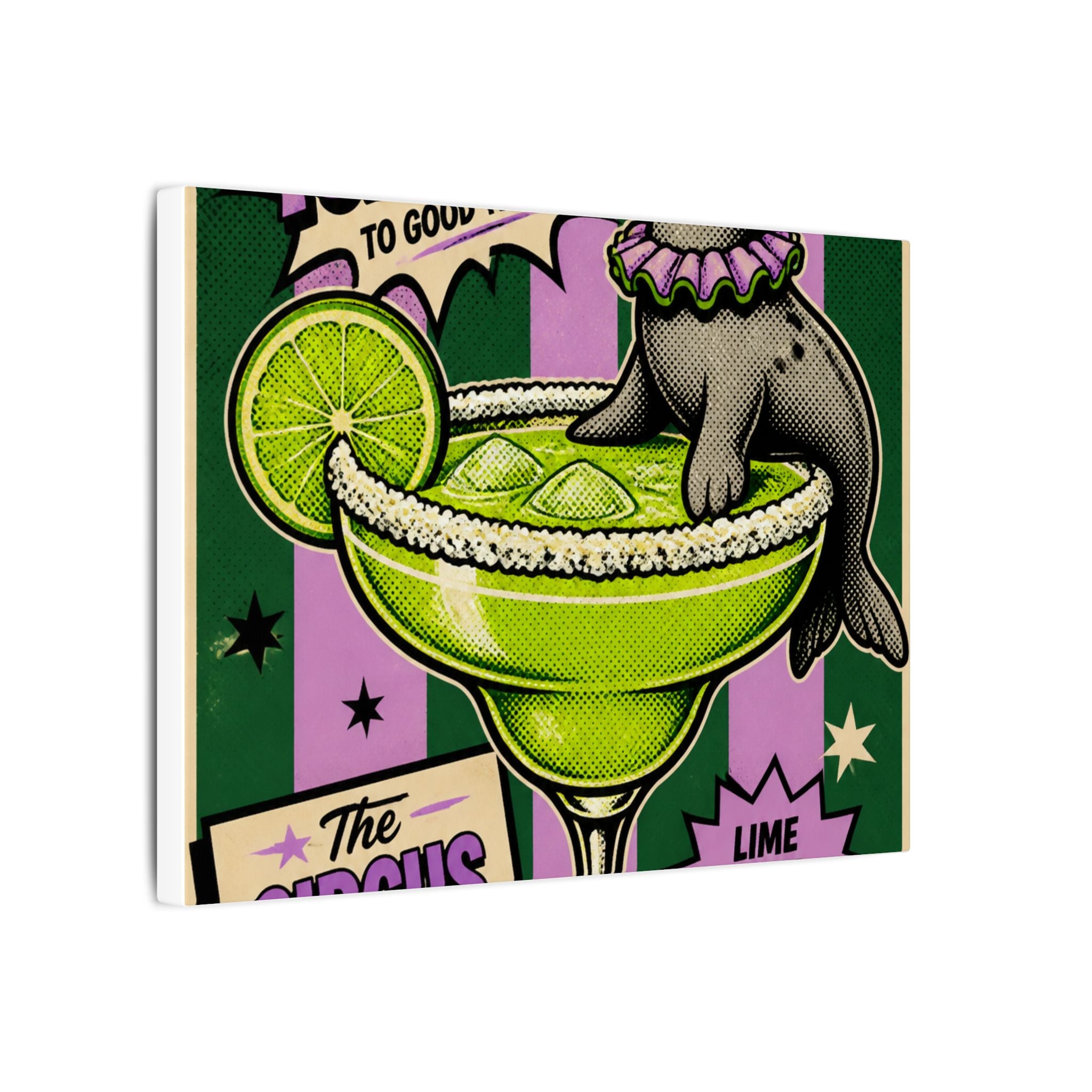 Margarita Balancing Seal Wall Art Canvas 16×20 Pop Art Living Room Decor Maximalist Print