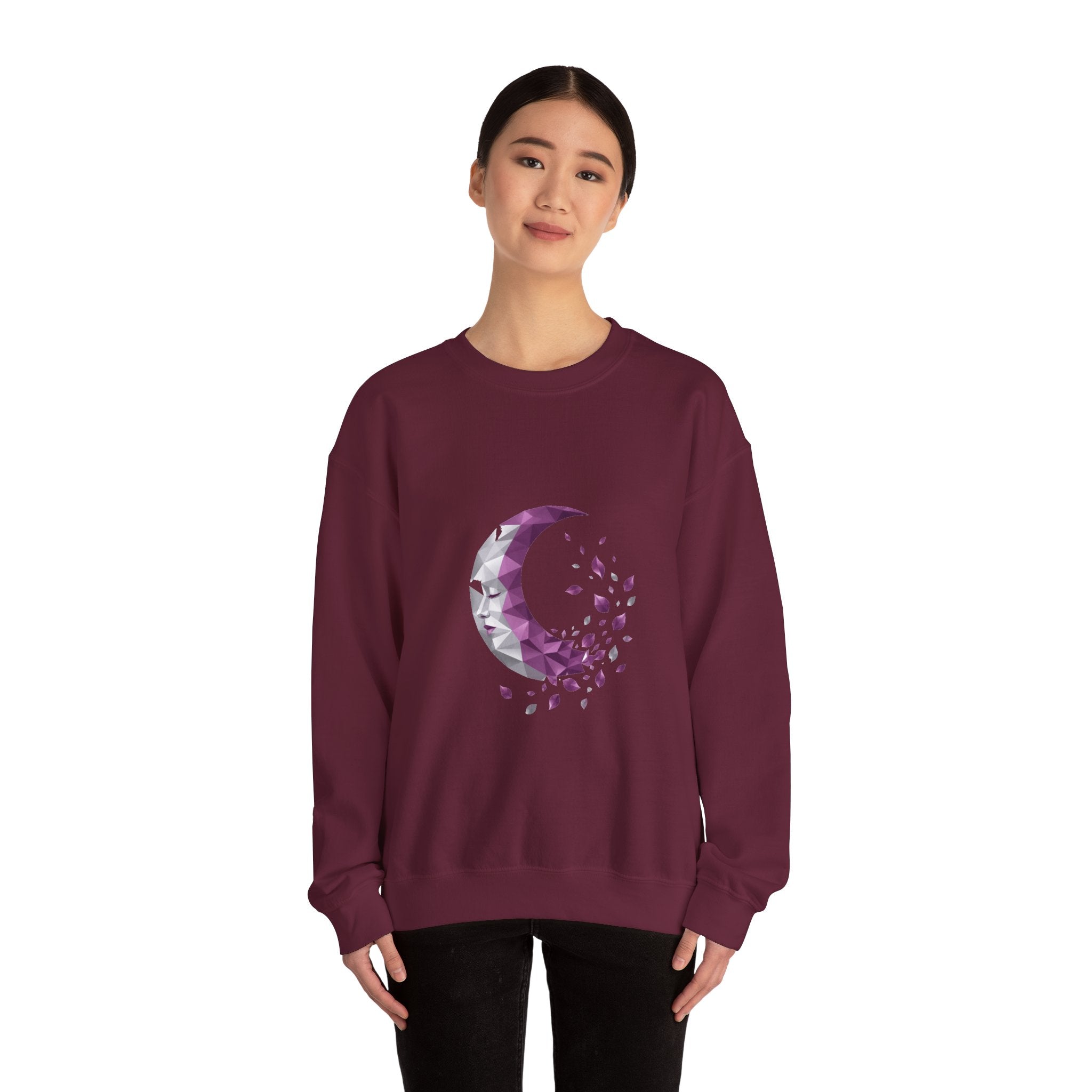 Matching Couple Sweatshirt - Waxing & Waning Moon Matching Couple Premium Fleece Sweatshirt Geometric Art His Hers Love Gift - Design B