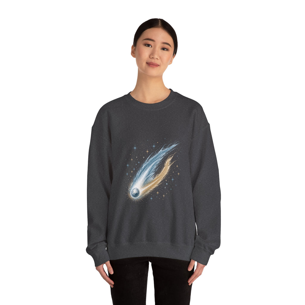 Matching Couple Sweatshirt - Comet & Asteroid Matching Couple Premium Fleece Sweatshirt Hand-Drawn Art His Hers Anniversary Gift - Design A