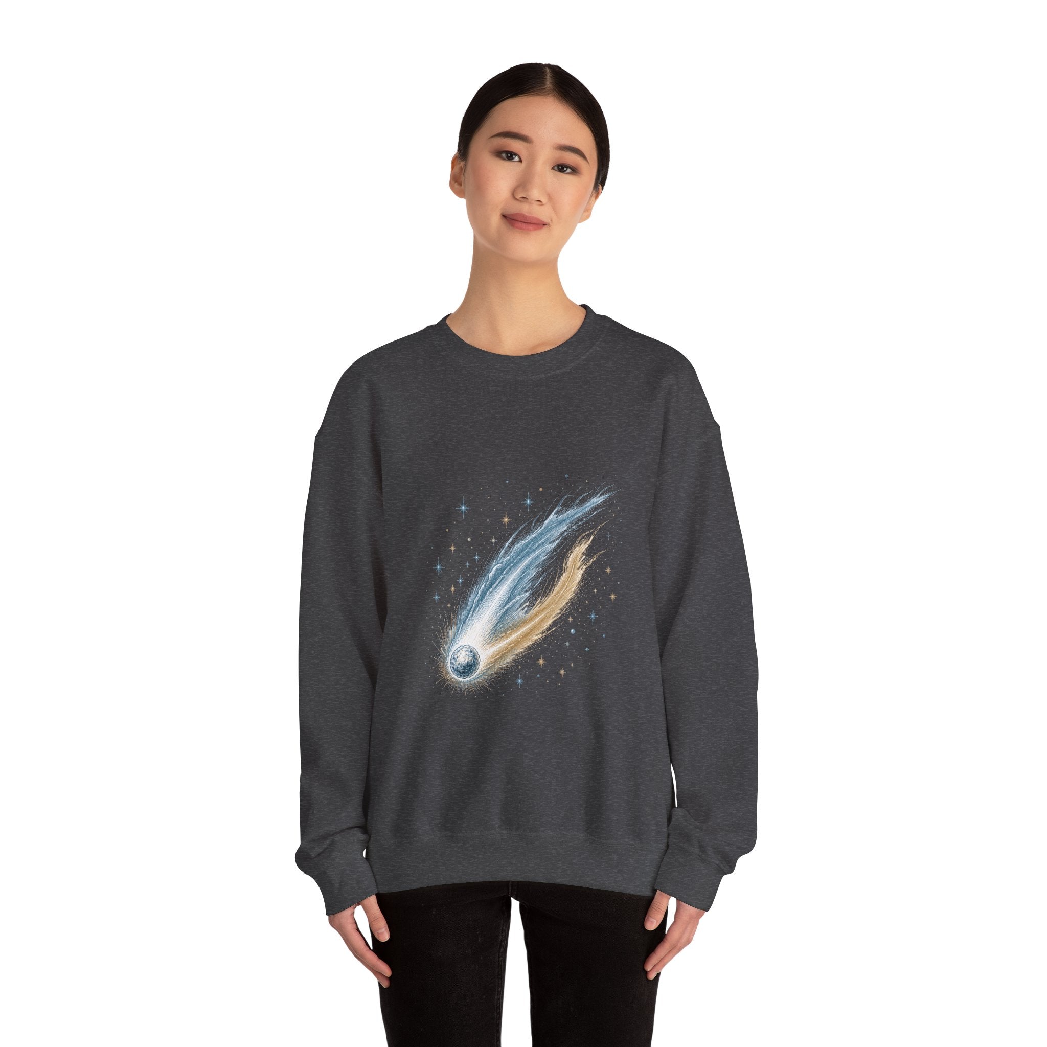 Matching Couple Sweatshirt - Comet & Asteroid Matching Couple Premium Fleece Sweatshirt Hand-Drawn Art His Hers Anniversary Gift - Design A
