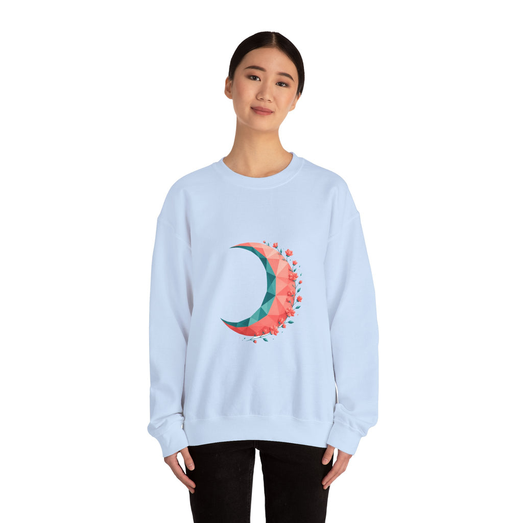 Matching Couple Sweatshirt - Waxing & Waning Moon Matching Couple Crewneck Sweatshirt Geometric Art His Hers Couple Gift - Design A