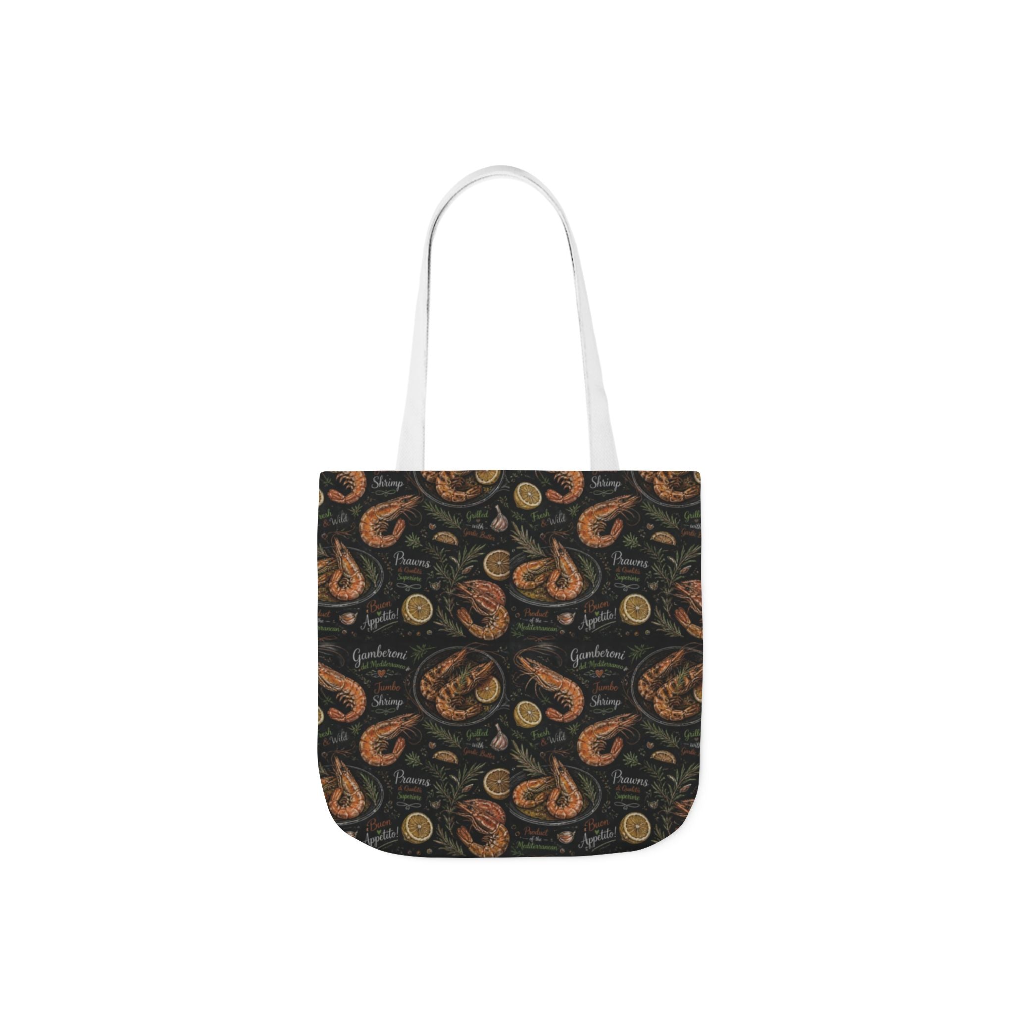 Mediterranean Shrimp Canvas Tote Bag Mediterranean Kitchen Chalk Art Design Italian Cottagecore Gift