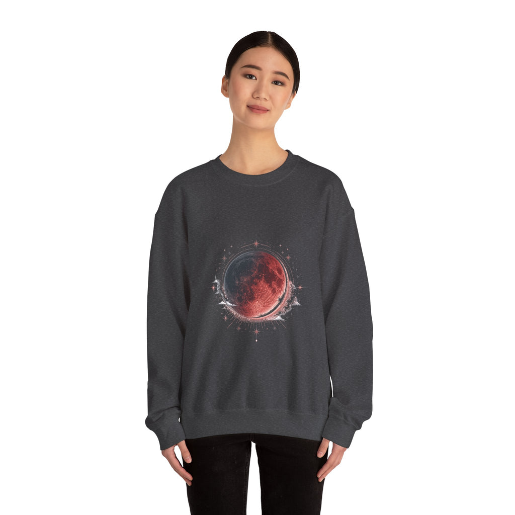 Matching Couple Sweatshirt - Solar & Lunar Eclipse Matching Couple Comfort Colors Crew Hand-Drawn Art His Hers Anniversary Gift - Design B