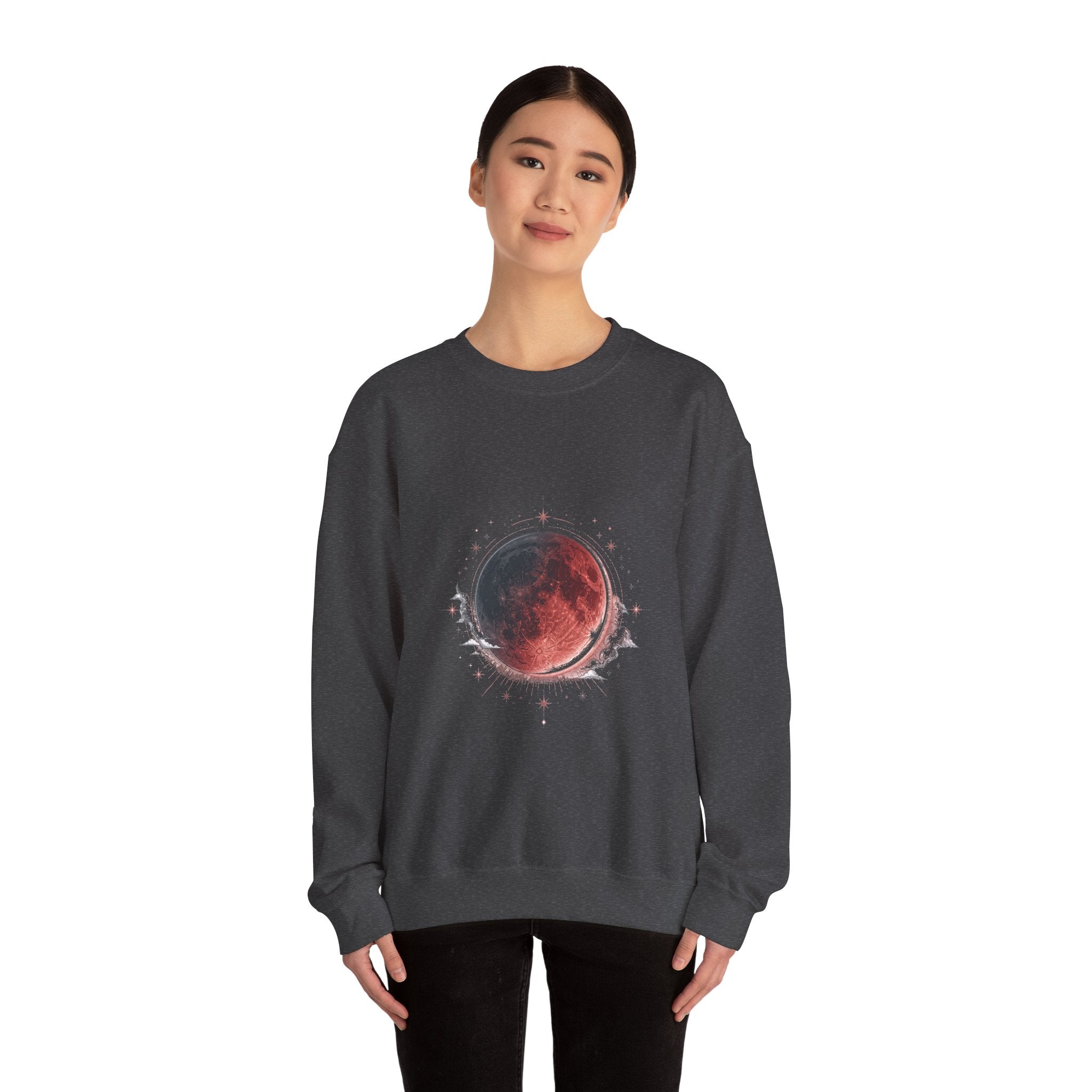 Matching Couple Sweatshirt - Solar & Lunar Eclipse Matching Couple Comfort Colors Crew Hand-Drawn Art His Hers Anniversary Gift - Design B