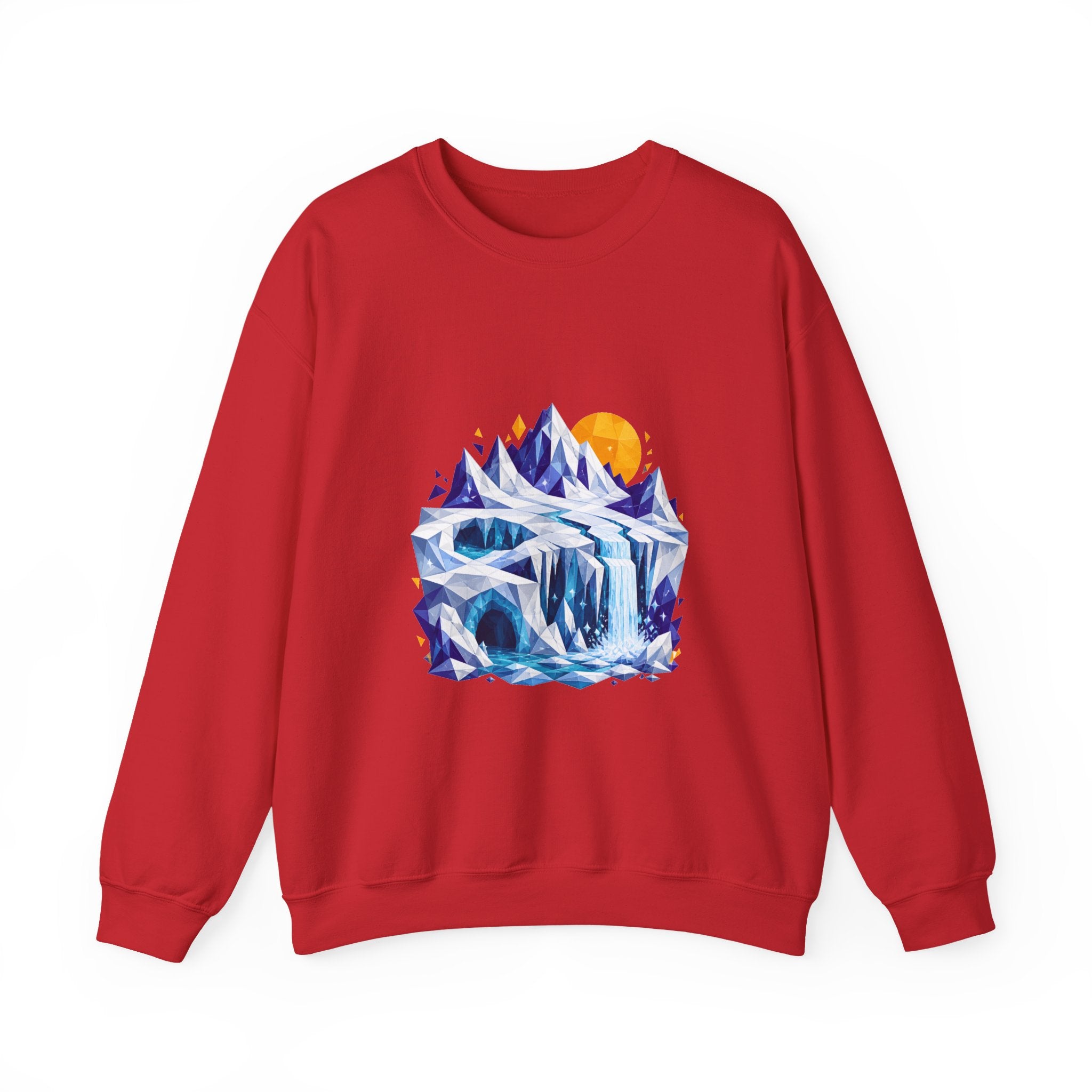 Matching Couple Sweatshirt - Volcano & Glacier Matching Couple Crewneck Sweatshirt Geometric Art His Hers Couple Gift - Design B