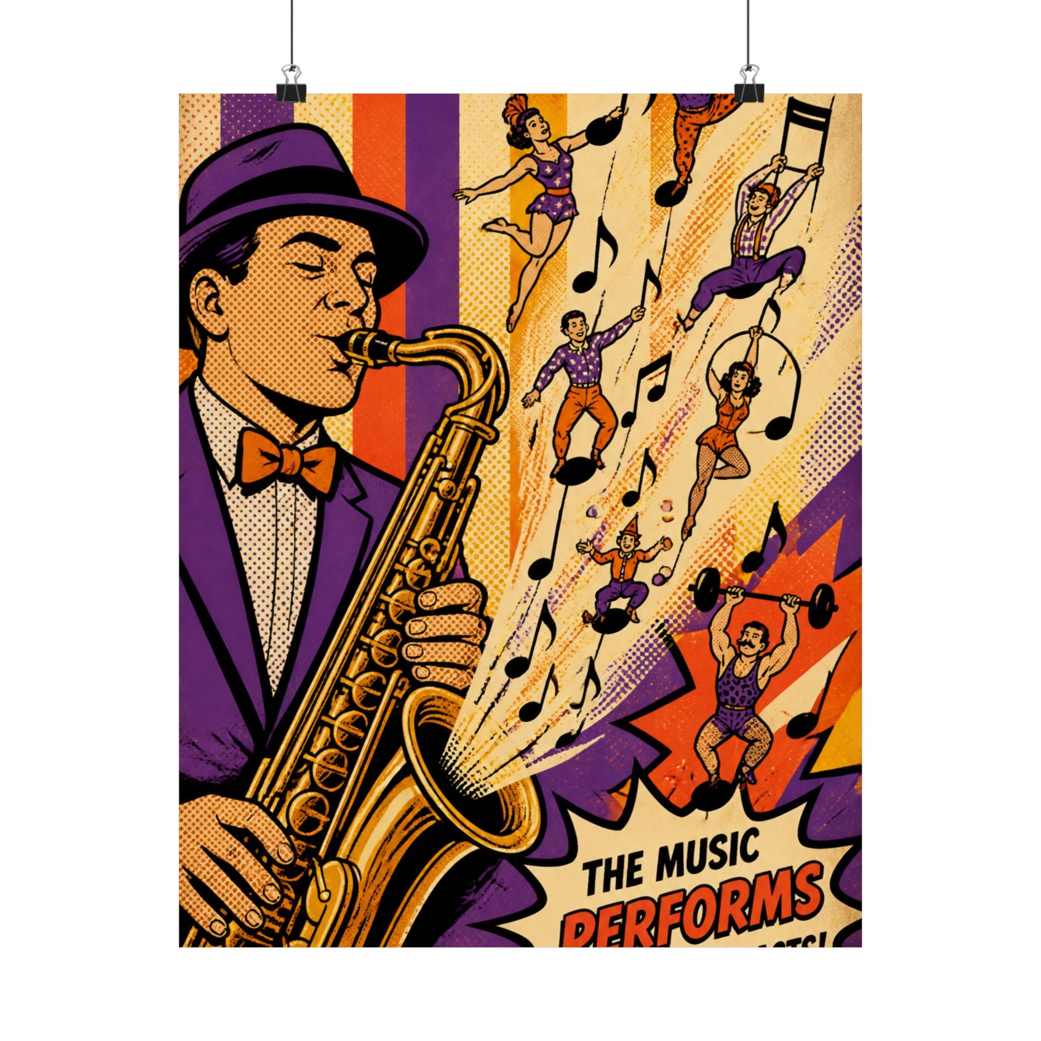 Saxophone Music Circus Wall Art Poster 18×24 Pop Art Living Room Decor Maximalist Print