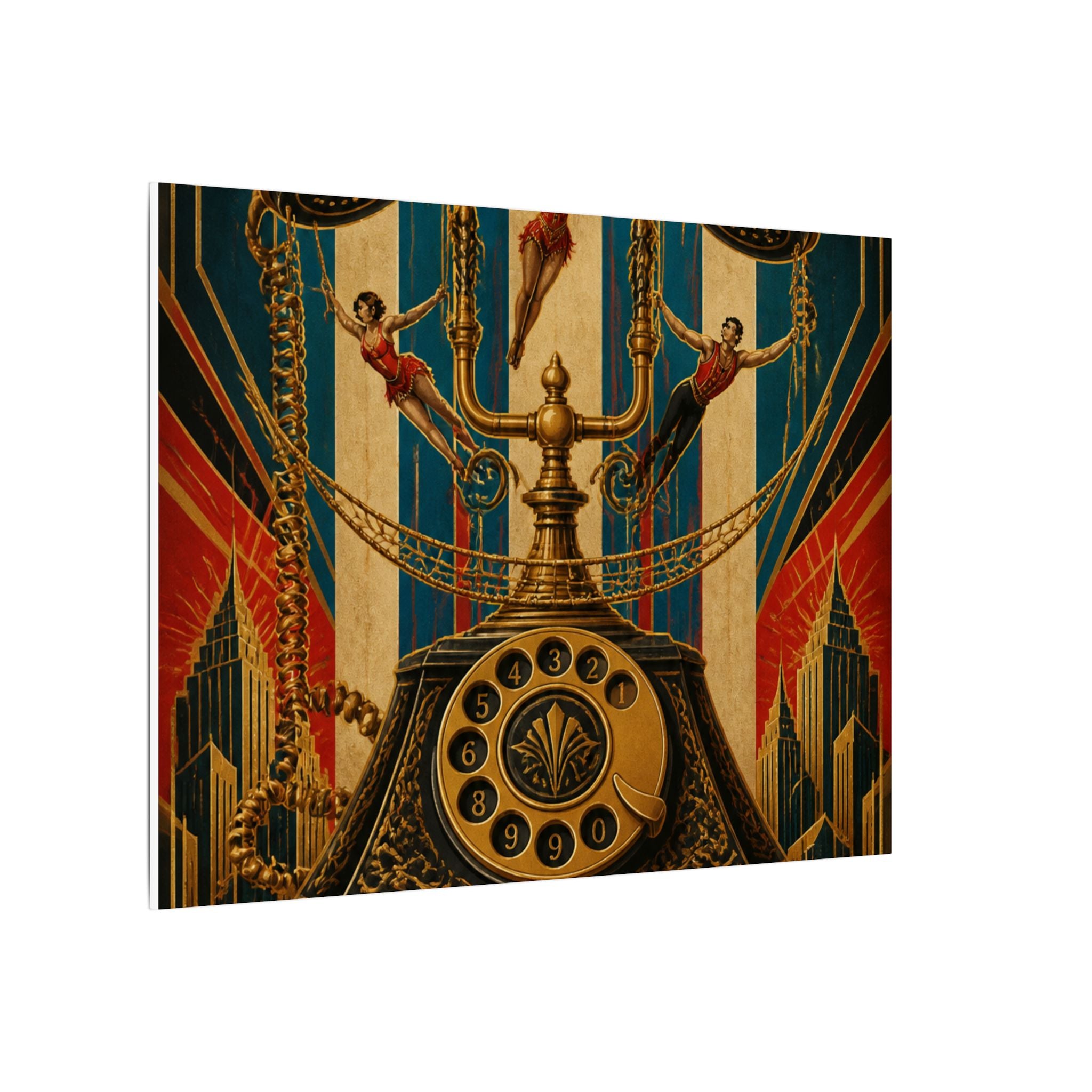 Vintage Telephone Booth Wall Art Canvas 16×20 Art Deco Entryway Decor Maximalist Print