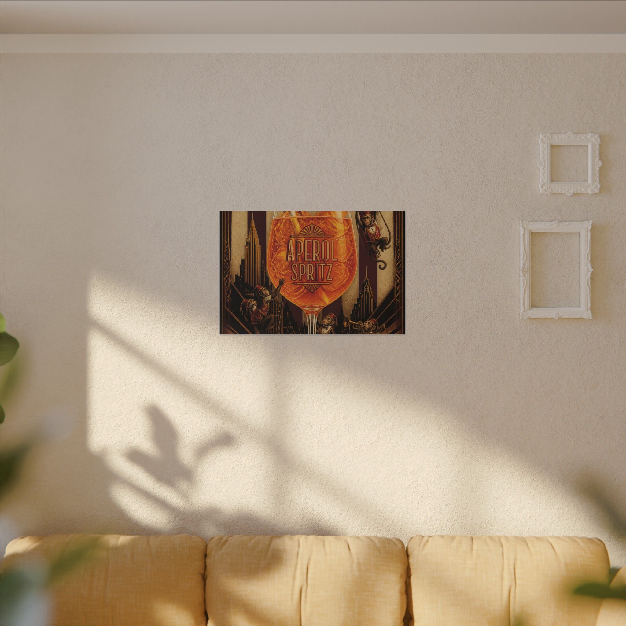 Aperol Spritz Monkeys Wall Art Canvas 24×36 Art Deco Bar Area Decor Maximalist Print