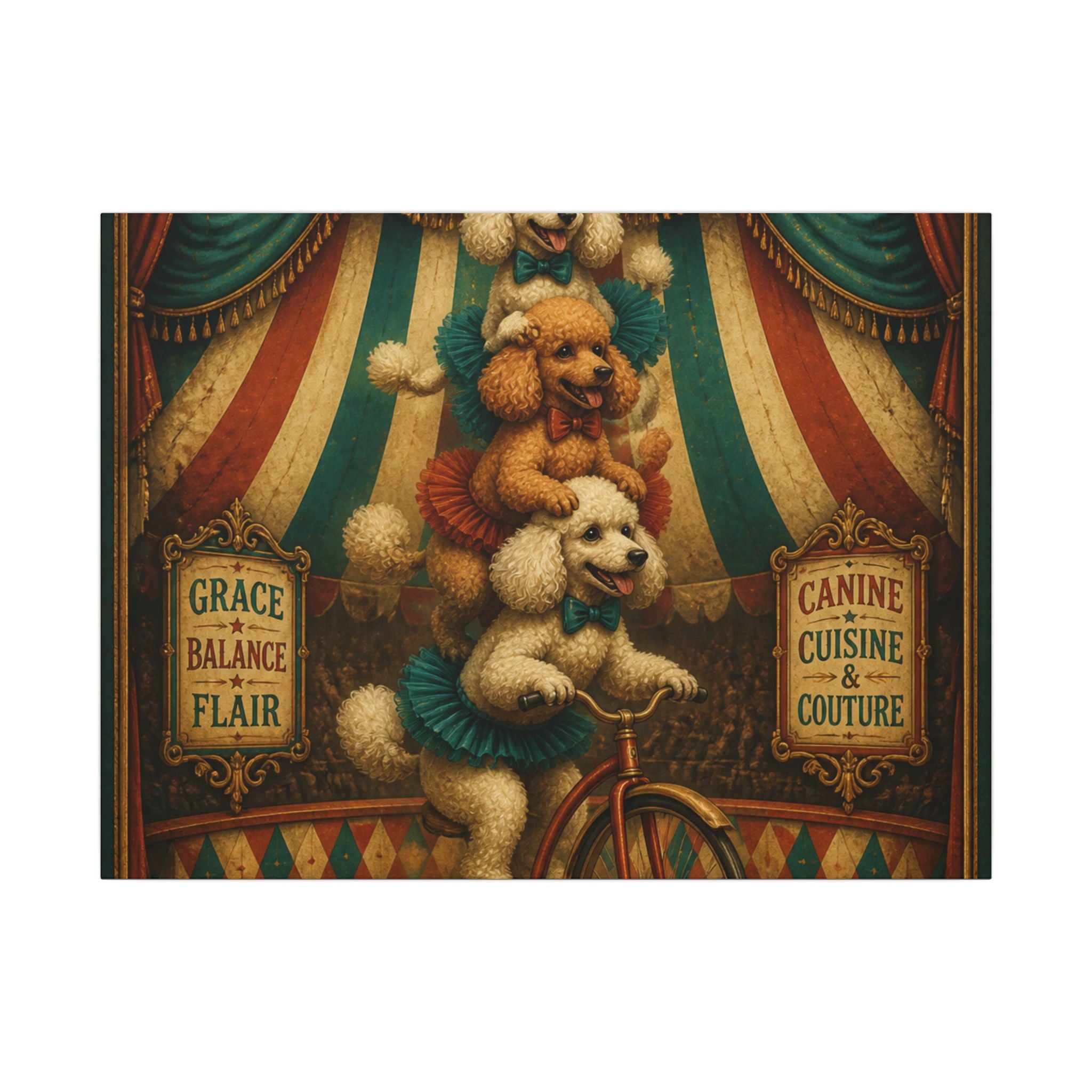Poodle Stack Bicycle Wall Art Canvas 16×20 Baroque Home Office Decor Maximalist Print