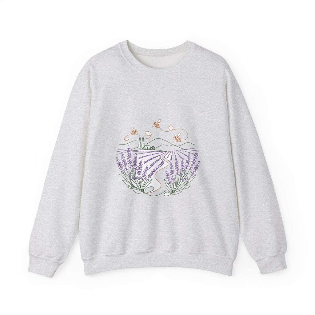 Matching Couple Sweatshirt - Lavender Fields & Canyon Matching Couple Premium Fleece Sweatshirt Minimalist Art His Hers Christmas Gift - Design A
