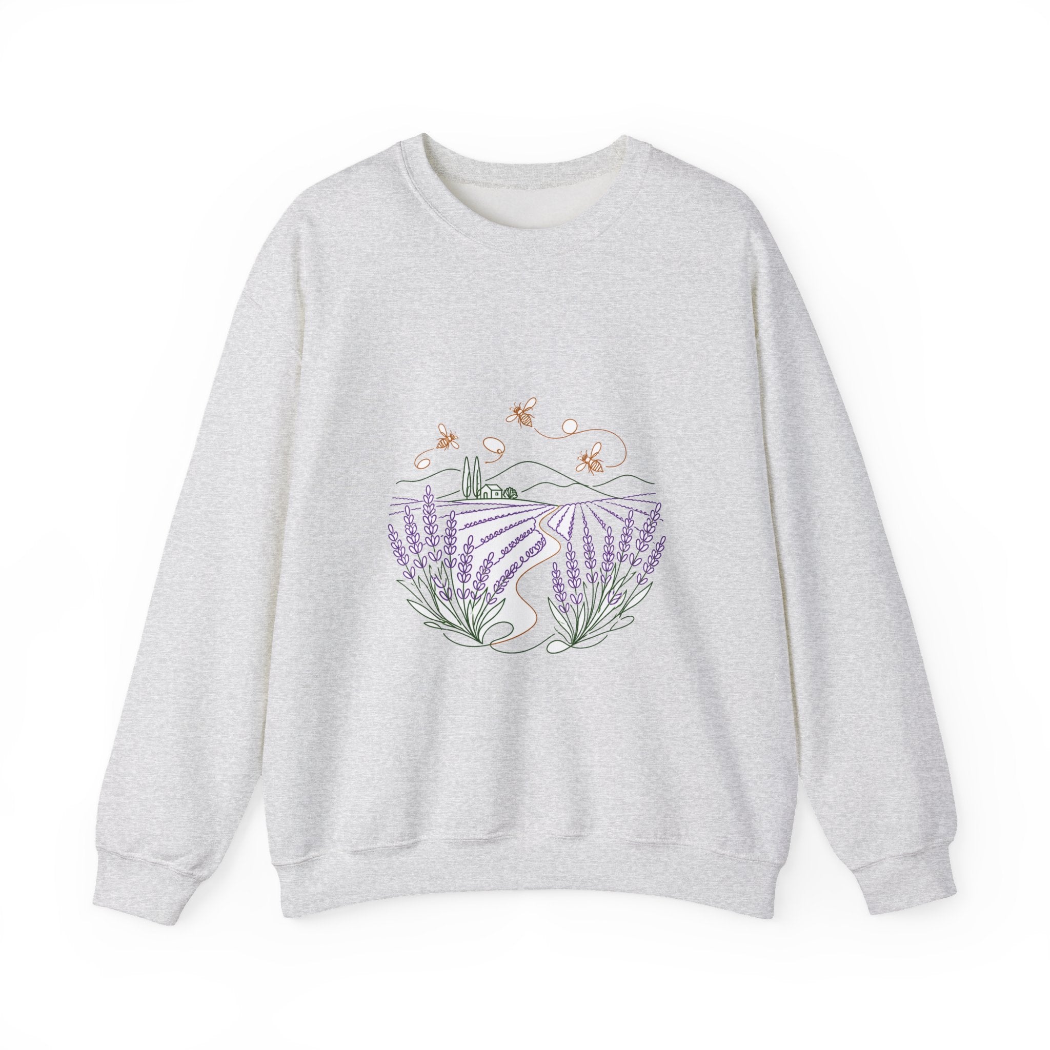 Matching Couple Sweatshirt - Lavender Fields & Canyon Matching Couple Premium Fleece Sweatshirt Minimalist Art His Hers Christmas Gift - Design A