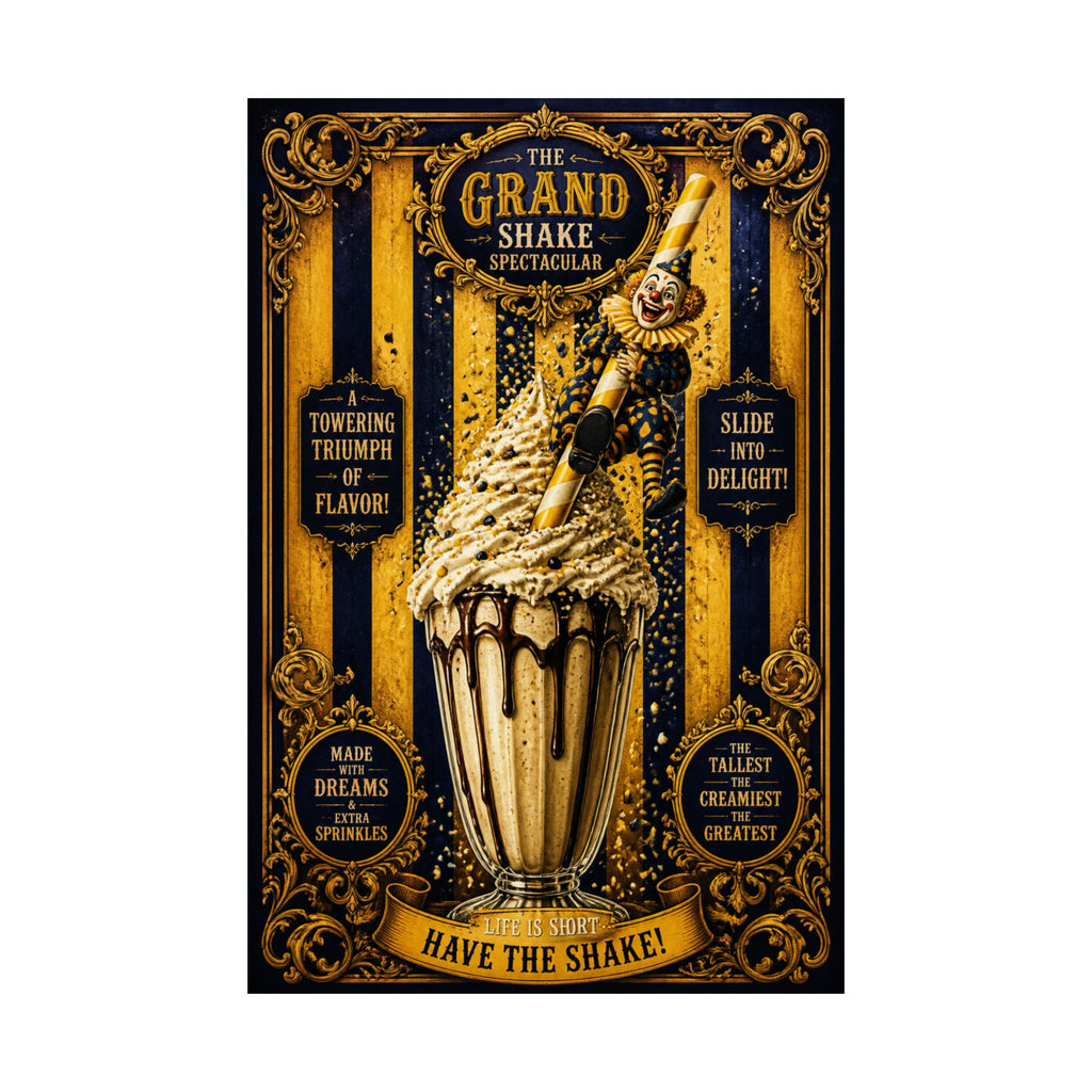 Milkshake Slide Clown Wall Art Poster 24×36 Baroque Studio Decor Maximalist Print