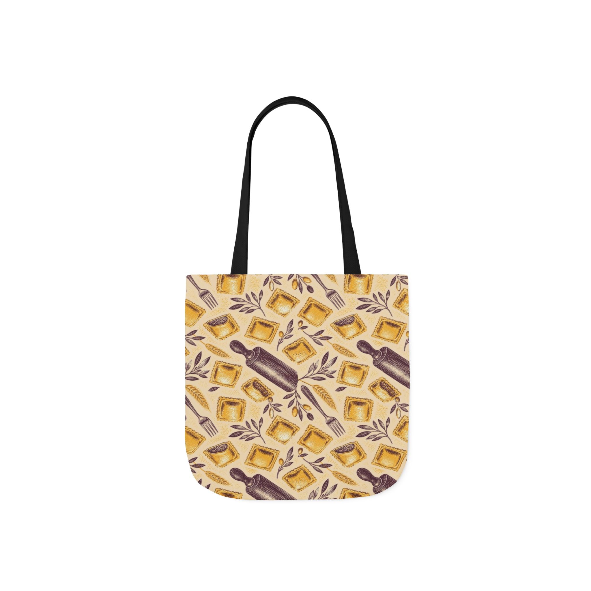 Fresh Ravioli Canvas Tote Bag Mediterranean Kitchen Linocut Design Italian Cottagecore Gift